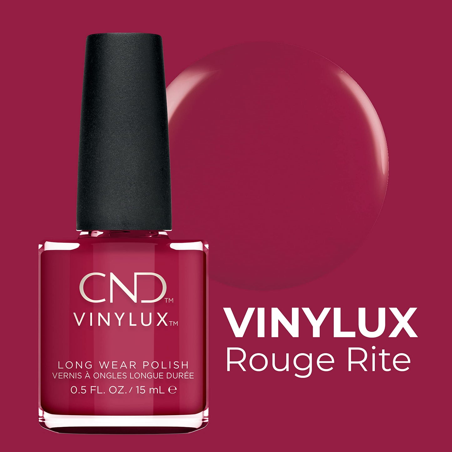 CND Vinylux Longwear Red Nail Polish, Gel-like Shine & Chip Resistant Color, Rouge Rite, 0.5 fl. oz