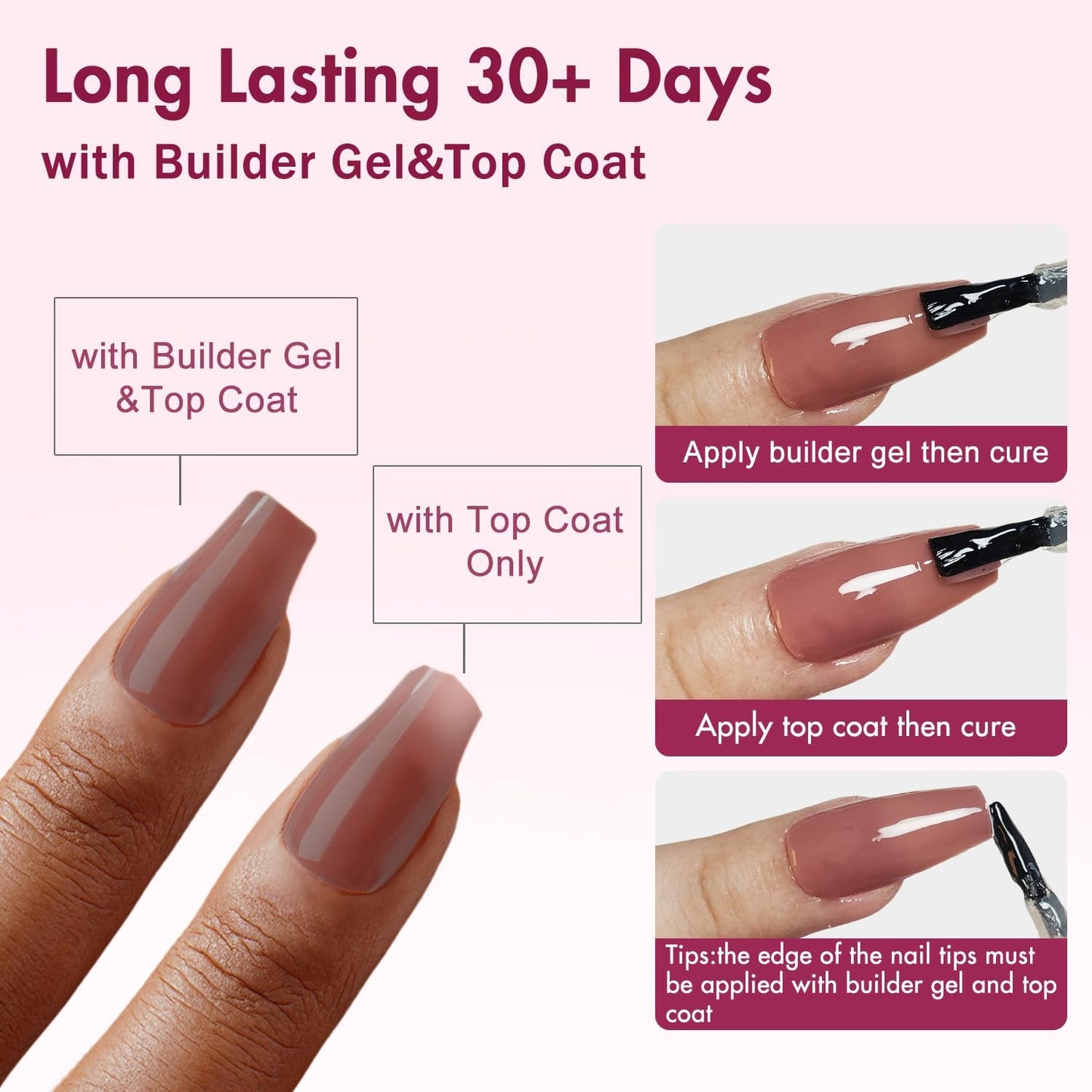 KQueenest Long Medium Coffin Tips, Pre- Colored Gel x Nail Tips, Natural Press on Nails Long, Soft Gel Nails Tips, Ballerina Fake Nails, No Need File Gel Tip Nails Acrylic Nail 300 Pcs, Mauve