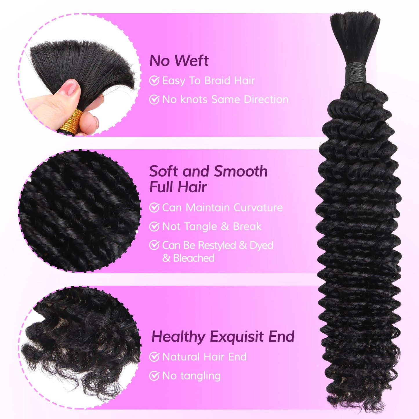 IDN BEAUTY Human Braiding Hair 18 Inch 100g Bulk Human Hair For Braiding Kinky Curly Natural Black Bulk Human Hair For BoHo Braids No Weft 15A Vietnam Virgin Braiding Hair