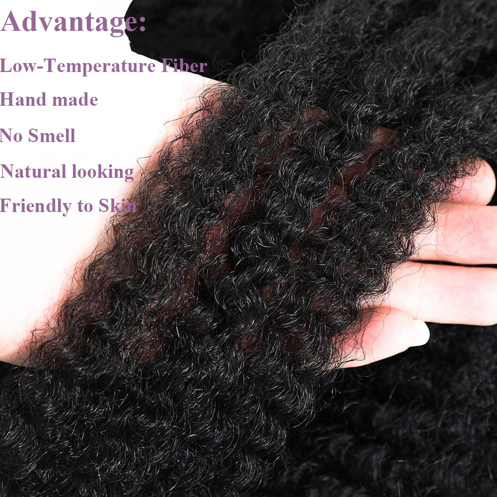 Viovian 2 Packs Springy Afro Twist Hair 16 Inch Pre-Separated Afro Spring Twist Hair Afro Kinky Twist Hair Wrapping Hair for Soft Locs Natural Black(1B#)