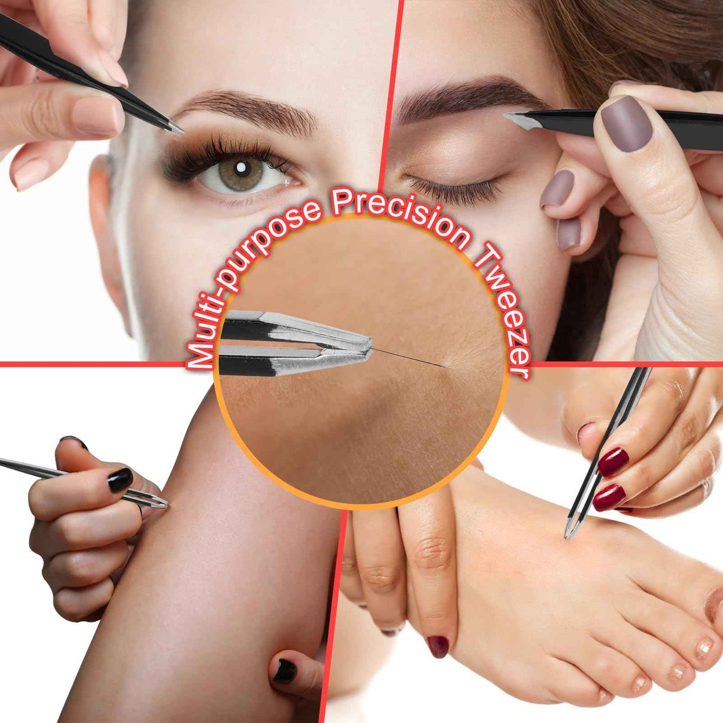 Yougai Tweezers and Nail Clippers Set,9 Pcs Professional Stainless Steel Tweezers Kit-Great Precision Tweezers with Curved Scissors and Eyebrow Razor for Daily Beauty Tools with Leather Travel Case