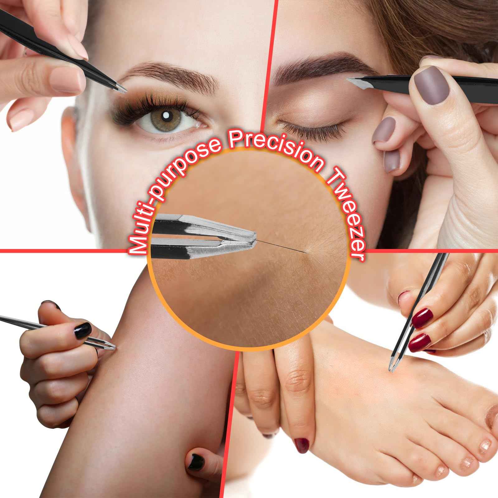 Yougai Tweezers and Nail Clippers Set,9 Pcs Professional Stainless Steel Tweezers Kit-Great Precision Tweezers with Curved Scissors and Eyebrow Razor for Daily Beauty Tools with Leather Travel Case