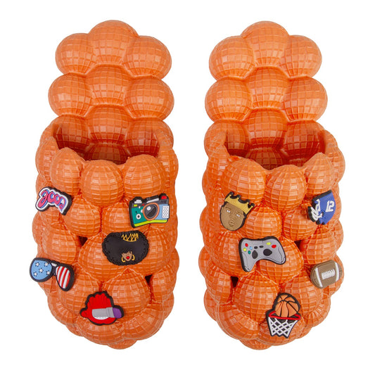 Massage Bubble Slippers Slides Women,Pillow Slides Funny Lychee Spa Slippers for Men Indoor and Outdoor Non-Slip Bath Shower Shoes Bedroom House Gym Basketball Slides Sandals（Orange Diy 43/44）