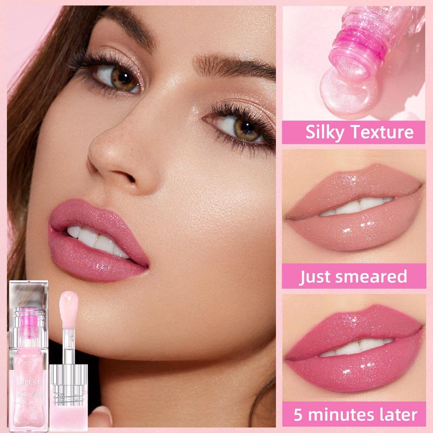 Magic Color Changing Moisturizing Lip Glow Oil, 2024 New Plumping Glitter Color Changing Lip Oil, Hydrating Lip Gloss Lip Balm Nourishing Lip Care Non-sticky Lip Oil