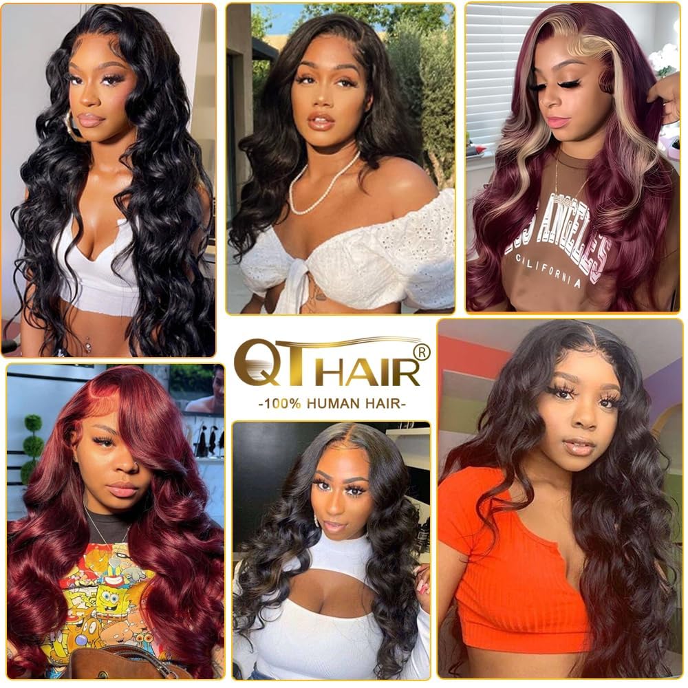 QTHAIR 14A Transparent HD Body Wave Human Hair Lace Frontal (18",13x4 Ear to Ear Lace Frontal,Natural Black)130-150% Density 100% Virgin Brazilian Body Wave Lace Frontal