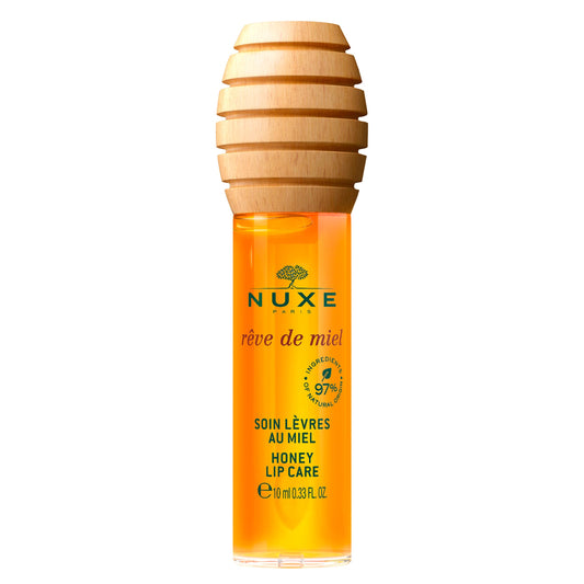 NUXE Rêve de Miel Honey Lip Oil - Ultra Shiny Finish | 100% Natural Organic Moisturizing Gloss with Vitamin E, Honey & Lavender, 0.33 Fl Oz