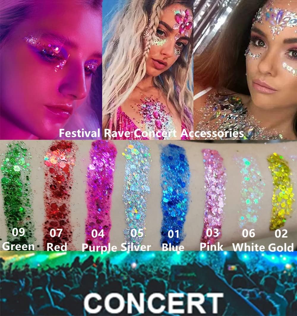 Go Ho Orange Face Body Glitter,Singer Concerts Orange Face Paint Glitter Makeup,Holographic Chunky Sequins Glitters for Eye Lip Hair Nails,Festival Glitter Rave Accessories,52g