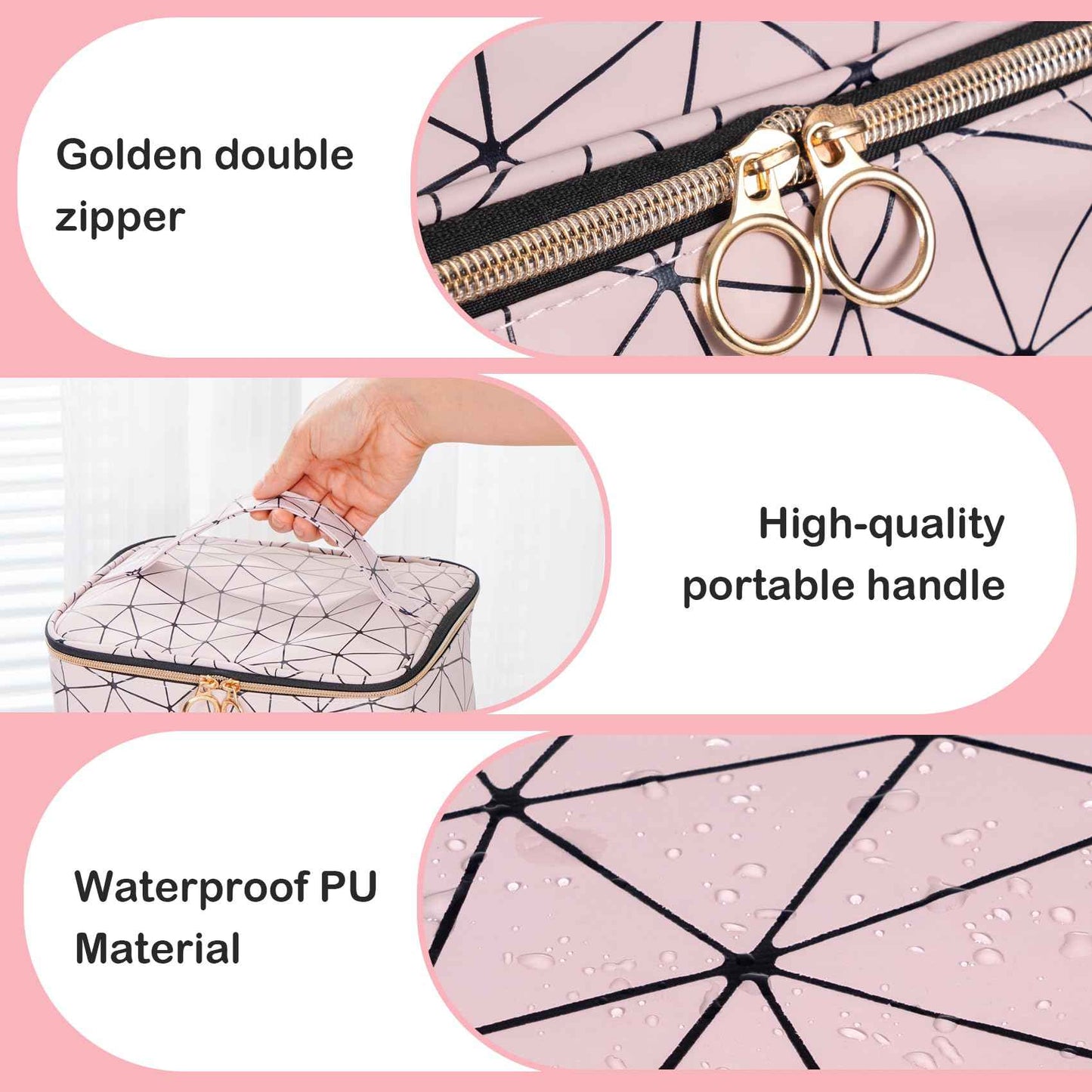 Uross Nail Polish Organizer Bag Holds 30 Bottles Nail Polish & Nail Kit -Nail Polish Storage Organizer Bag Nail Supplies Organizer Case for nail tech - Lightpink