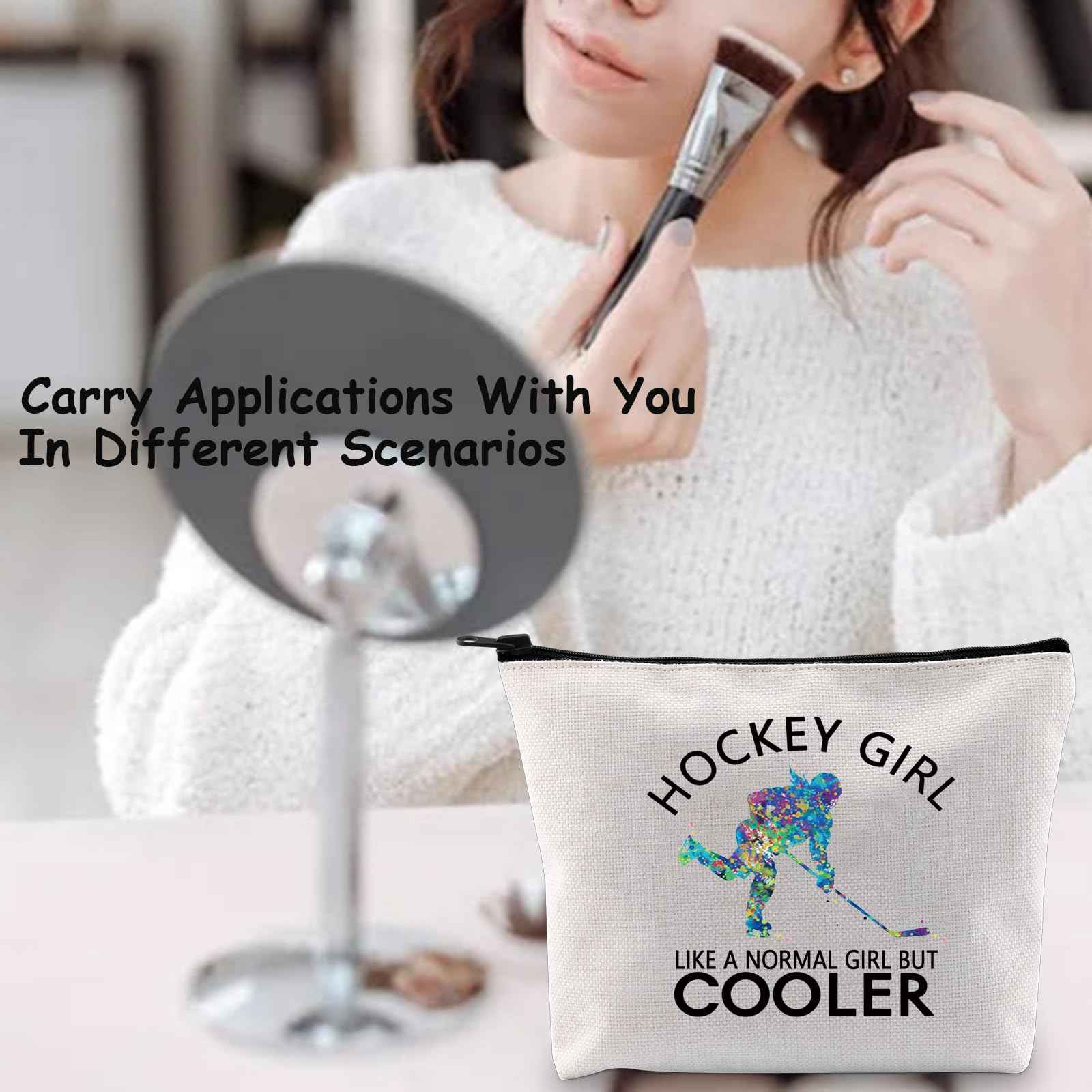 TSOTMO Hockey Sports Zipper Pouch Ice Hockey Gift Hockey Designs Hockey Like A Normal But Cooler Cosmetic Bag For Women (Hockey G)