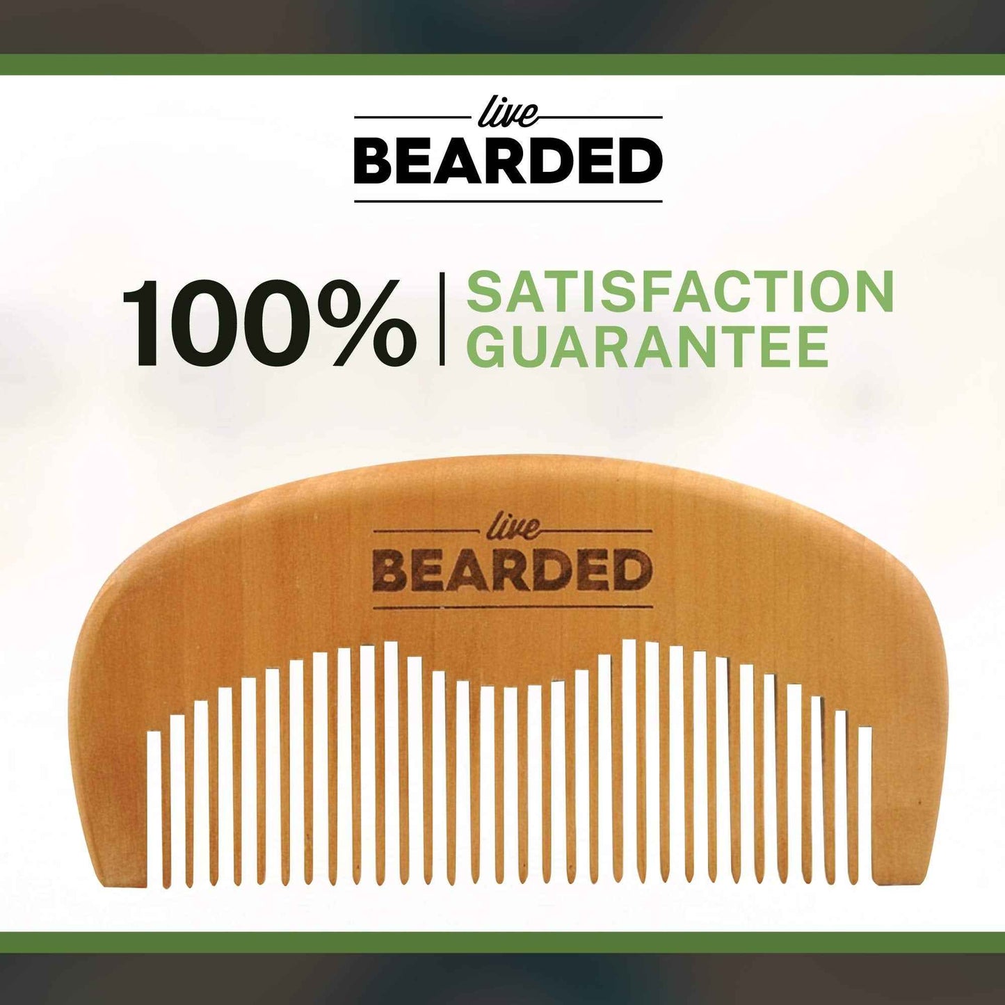 Live Bearded Premium All-Natural Wooden Beard Comb - Anti-Static - Reduce Snagging, Damage and Ingrown Hairs - Keep Mustache Off Your Lip - Fits in Pocket - Easy Daily Grooming