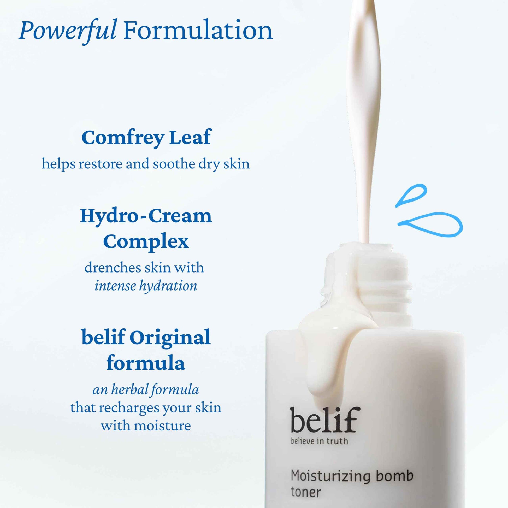belif Moisturizing Bomb Hydrating Toner - Ceramide Milky Texture, Strengthens Skin Barrier, Soothing & Repair Serum Essence, Ultra-Hydrating 2-in-1 Toner & Moisturizer, Korean Skincare, 5.07 Fl Oz