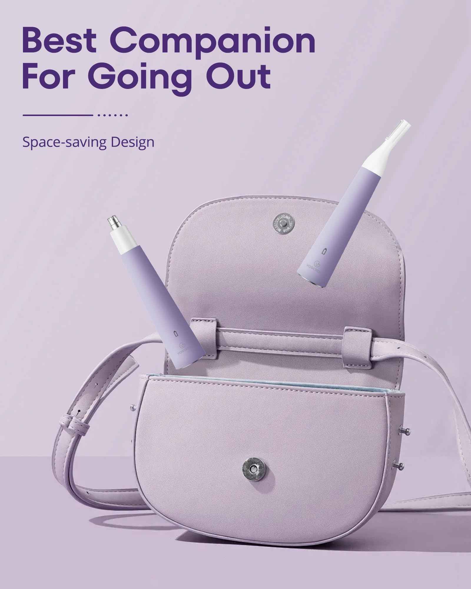 VG VOGCREST Nose Hair Trimmer for Women: Rechargeable 2 in 1 Ear Eyebrow Trimmer (Purple)