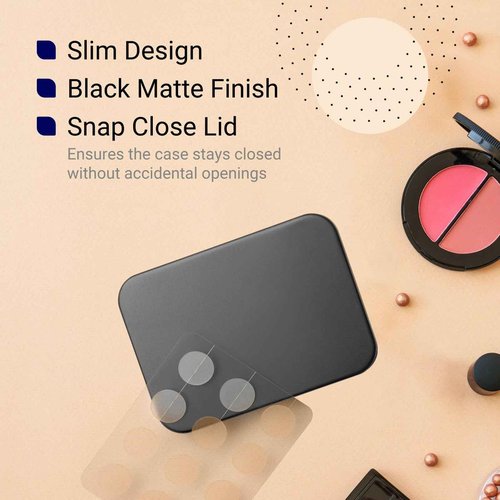 IMPRESA Zit Patches Storage Case - Matte Black Metal - Compact Organizer With Built-In Mirror - Travel-Friendly 2-Pack
