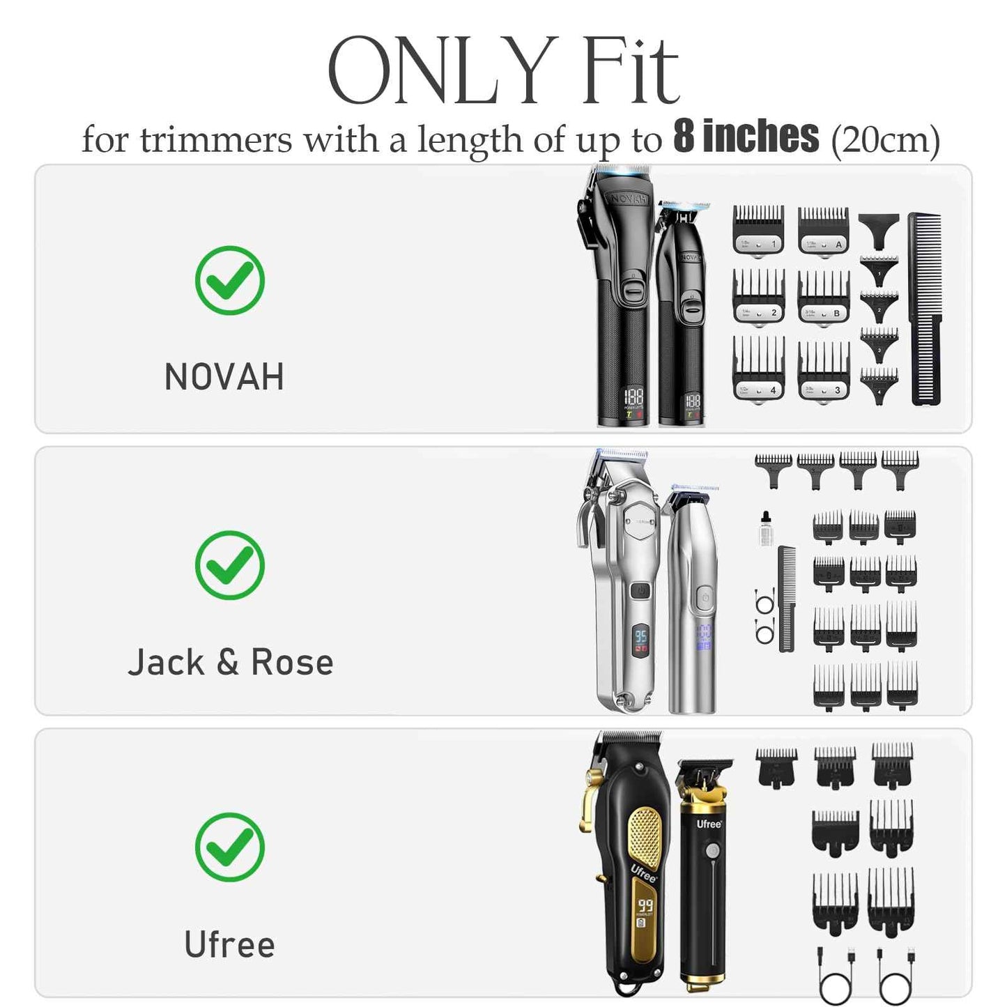 Hard Travel Case for Novah/Jack & Rose/Ufree Hair Clippers and Trimmers Set, Beard Trimmer Grooming Storage Holder for Hair Trimmers Set (Case Only) (Black)