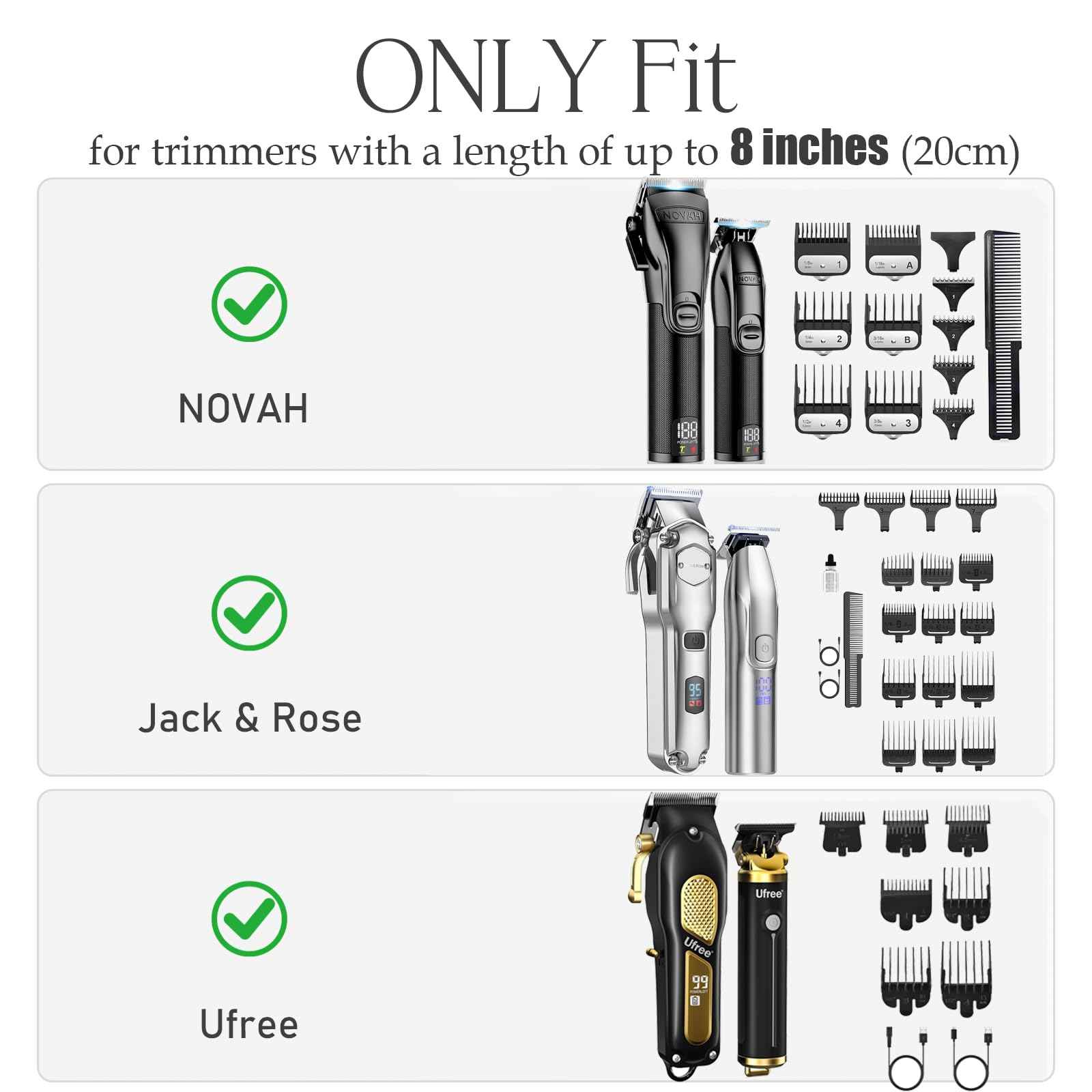 Hard Travel Case for Novah/Jack & Rose/Ufree Hair Clippers and Trimmers Set, Beard Trimmer Grooming Storage Holder for Hair Trimmers Set (Case Only) (Black)