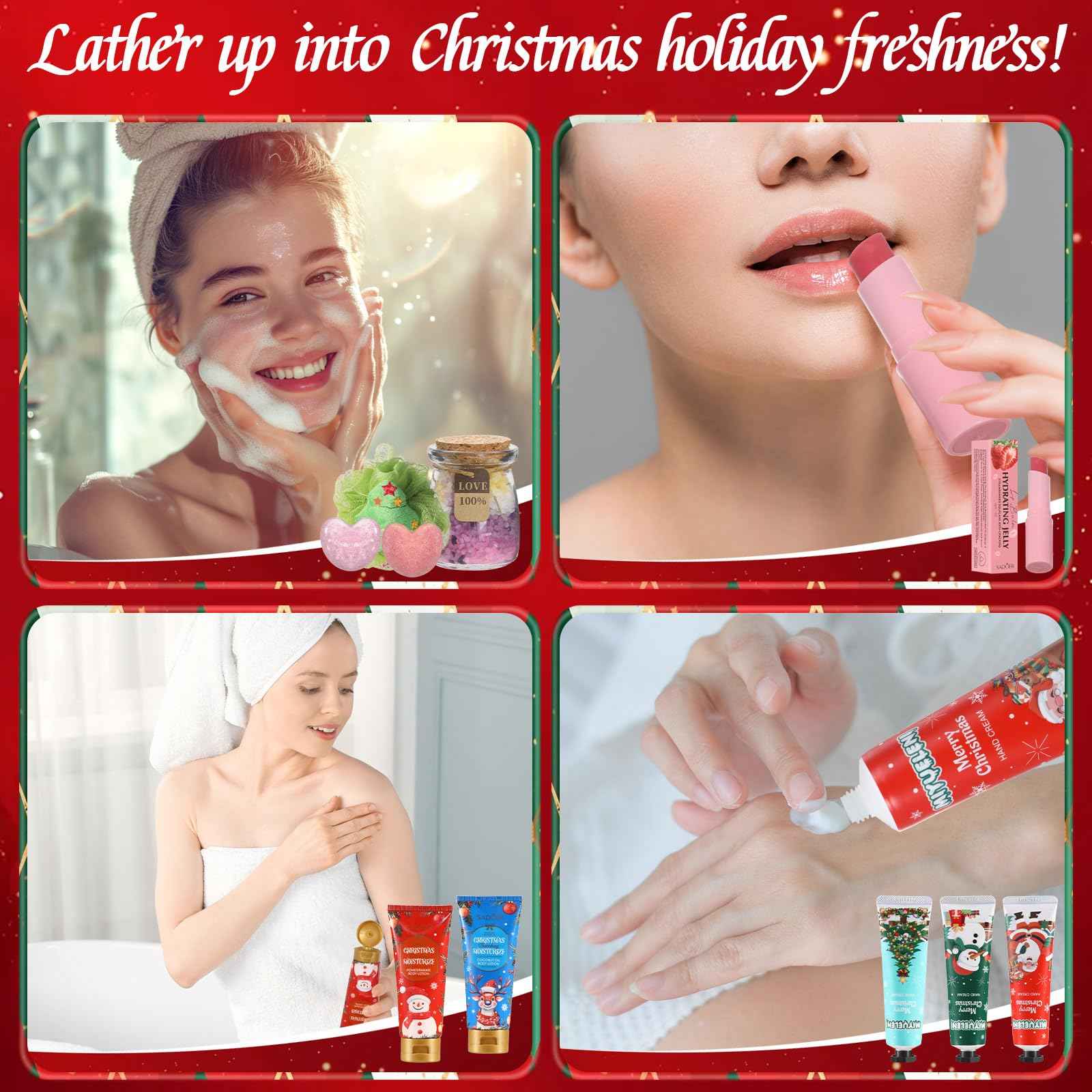 Skincare Advent Calendar 2025 for Women 24 Day of Beauty Countdown Calendar 2025 Beauty Advent Calendar with Bath Salt Hand Cream Body Lotion Spa Gift Set Body Care Holiday Christmas Gift Adult Teen