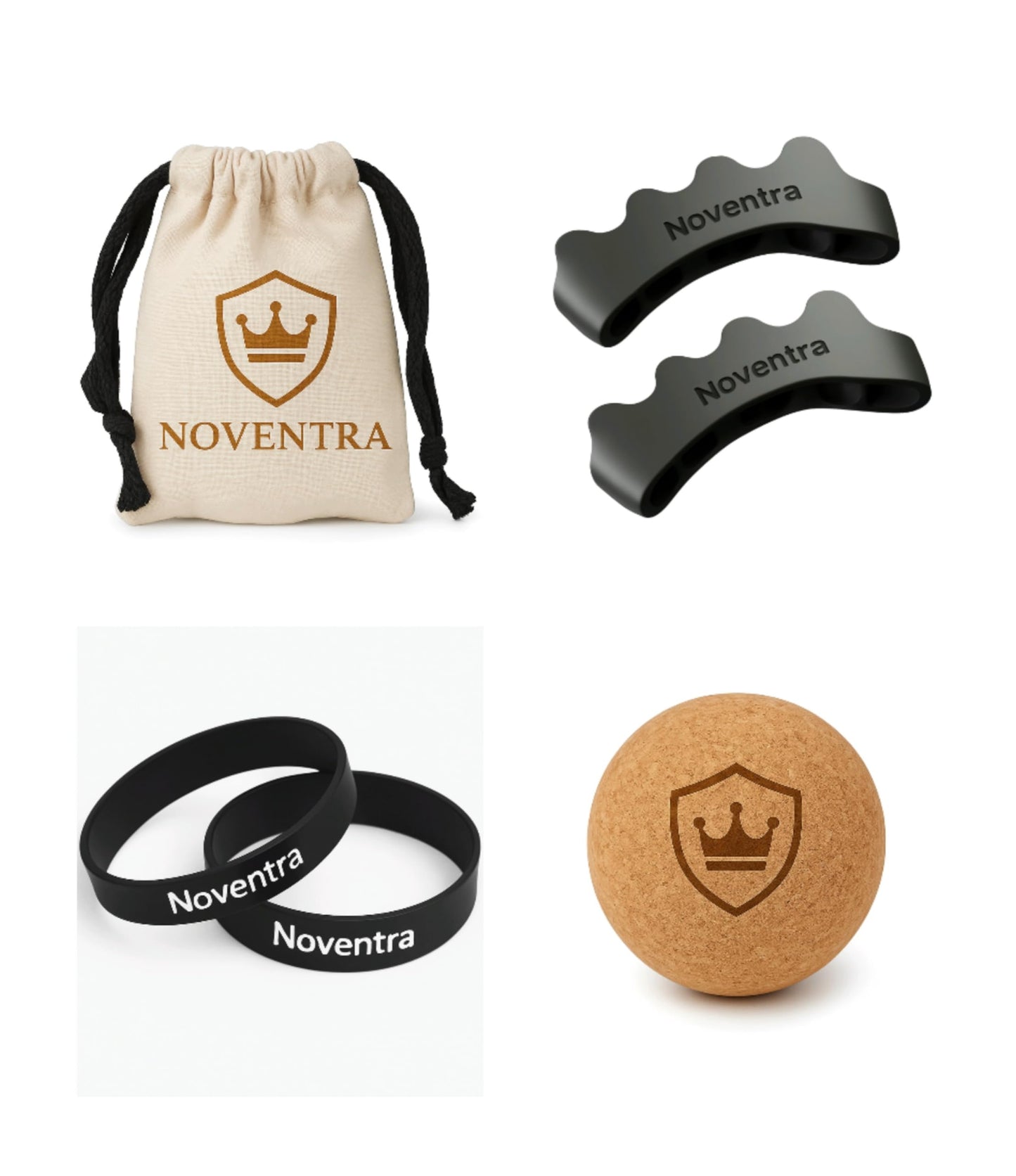 Foot Recovery Kit - Toe Spacers, Cork Massage Ball & Resistance Bands for Plantar Fasciitis Relief, Bunion Correction, Foot Pain, Yoga & Stretching - Post Workout Massage - Travel Pouch Included