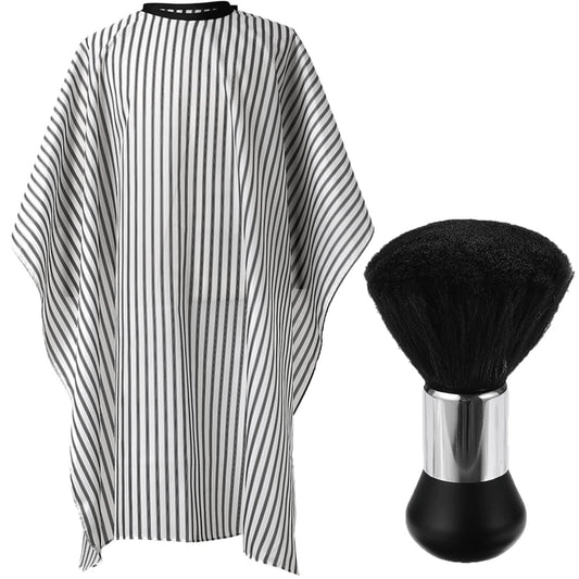 Borogo Professional Waterproof Barber Cape with Snap Closure, Hair Cutting Salon Cape Hairdressing Apron Stripe