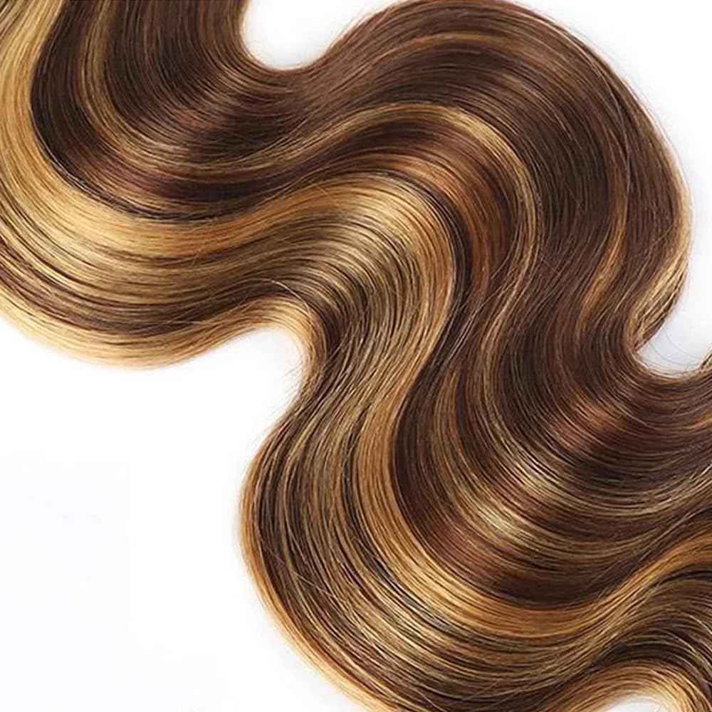 Honey Blonde Bundles Human Hair Ombre Body Wave Bundles Highlight Brown Bundle 18 20 22 Inch Brazilian Unprocessed Virgin Remy Hair Extensions 300g