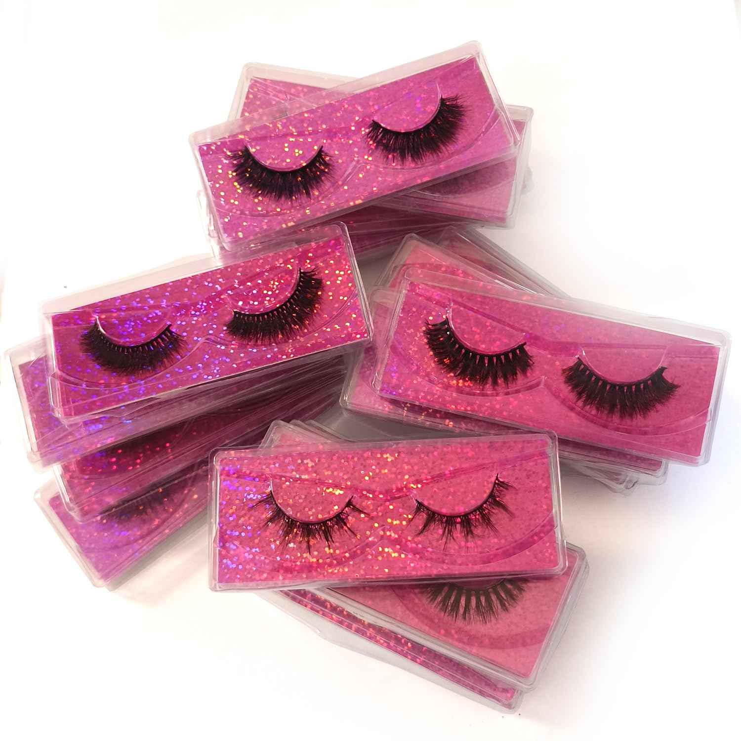 U-Hotmi Natural Look Fluffy Eye Lashes, Faux 3D Mink Lashes 10 Styles Eyelashes Wholesale(50 Pairs)