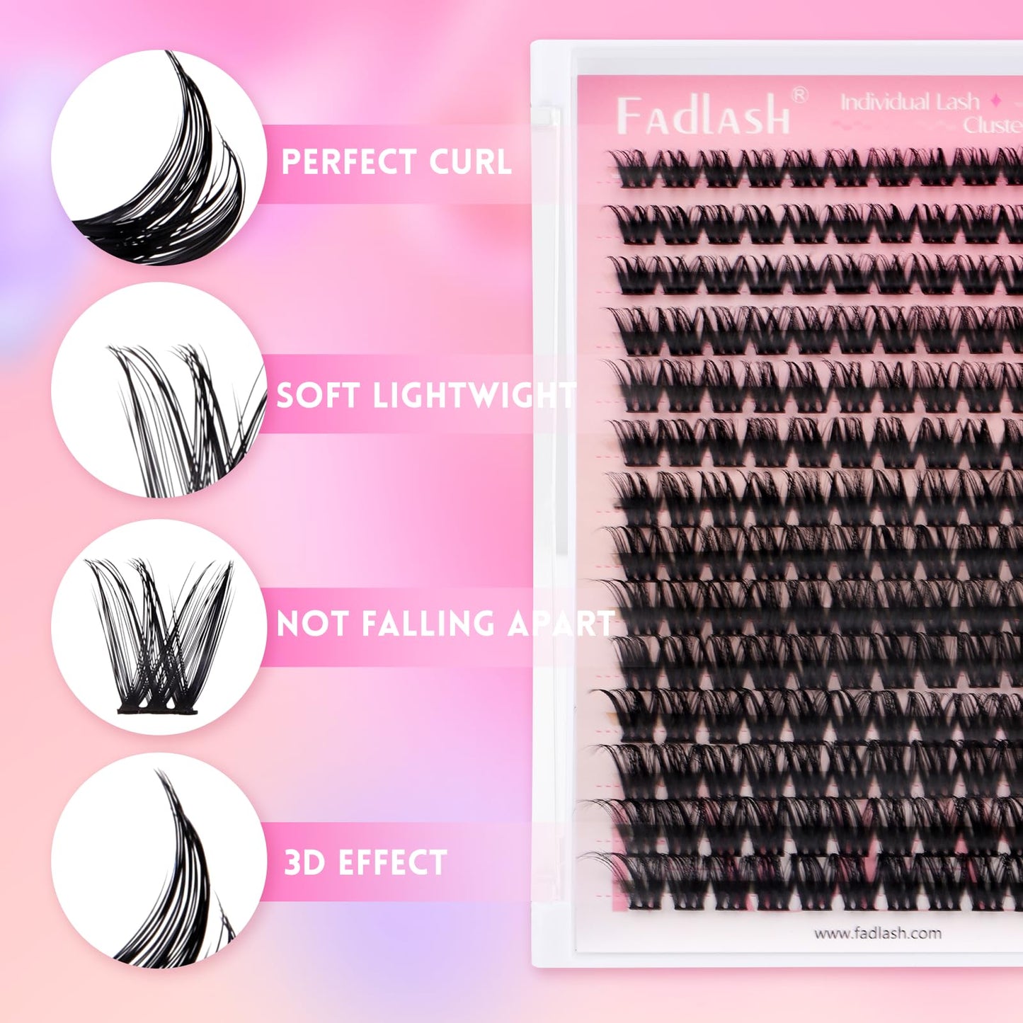 FADLASH Lash Clusters Kit Individual Lash Extensiones Wispy Faux Mink 10-16mm DIY Eyelash Extension Kit Eyelash Clusters Lashes with Bond and Seal and Remover Lash Tweezer for Self Use（R13-D-10-16MIX)