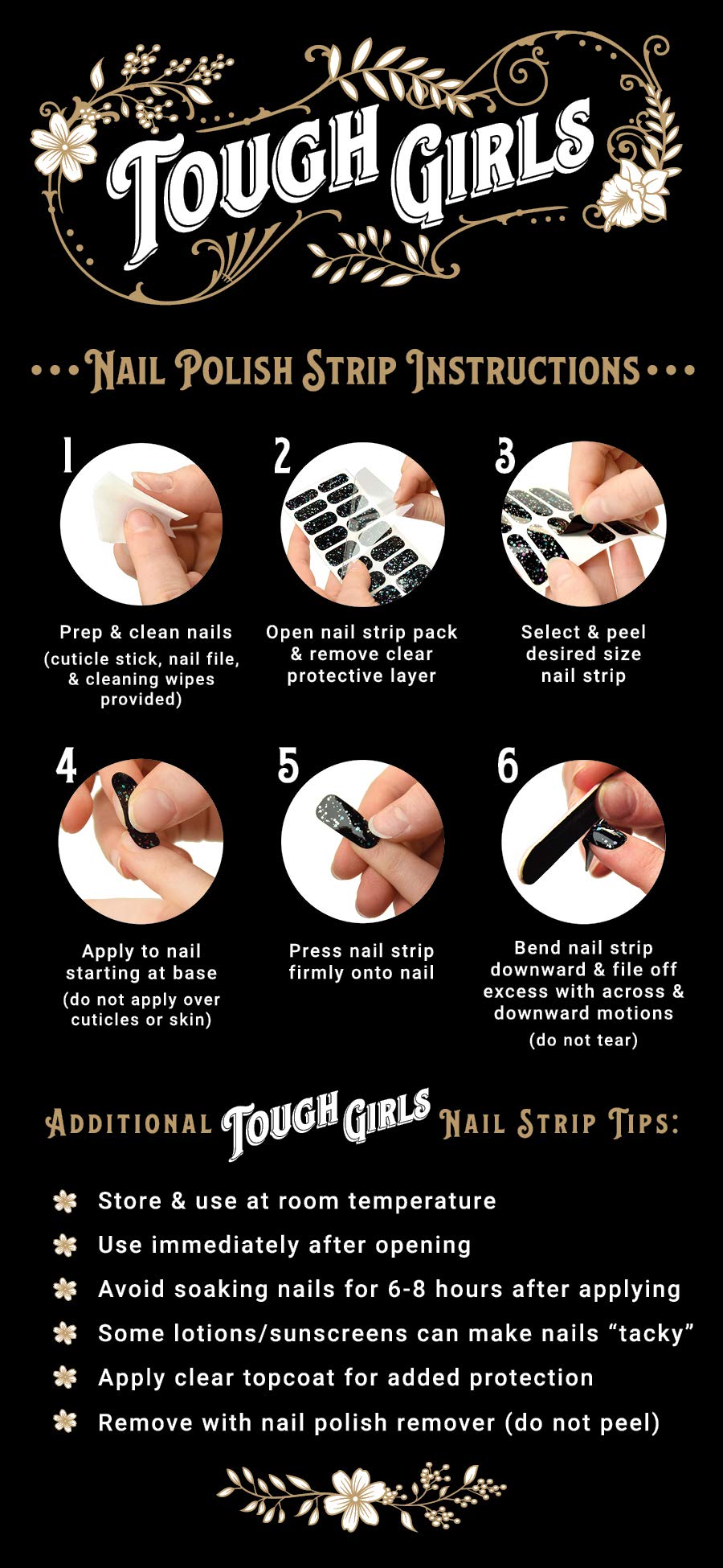 TOUGH GIRLS | 20 Exquisite Gel Nail Polish Strips w/Application Accessories - No UV/LED Lamp Required (Pale Green, Pink, Gold & Sparkles)