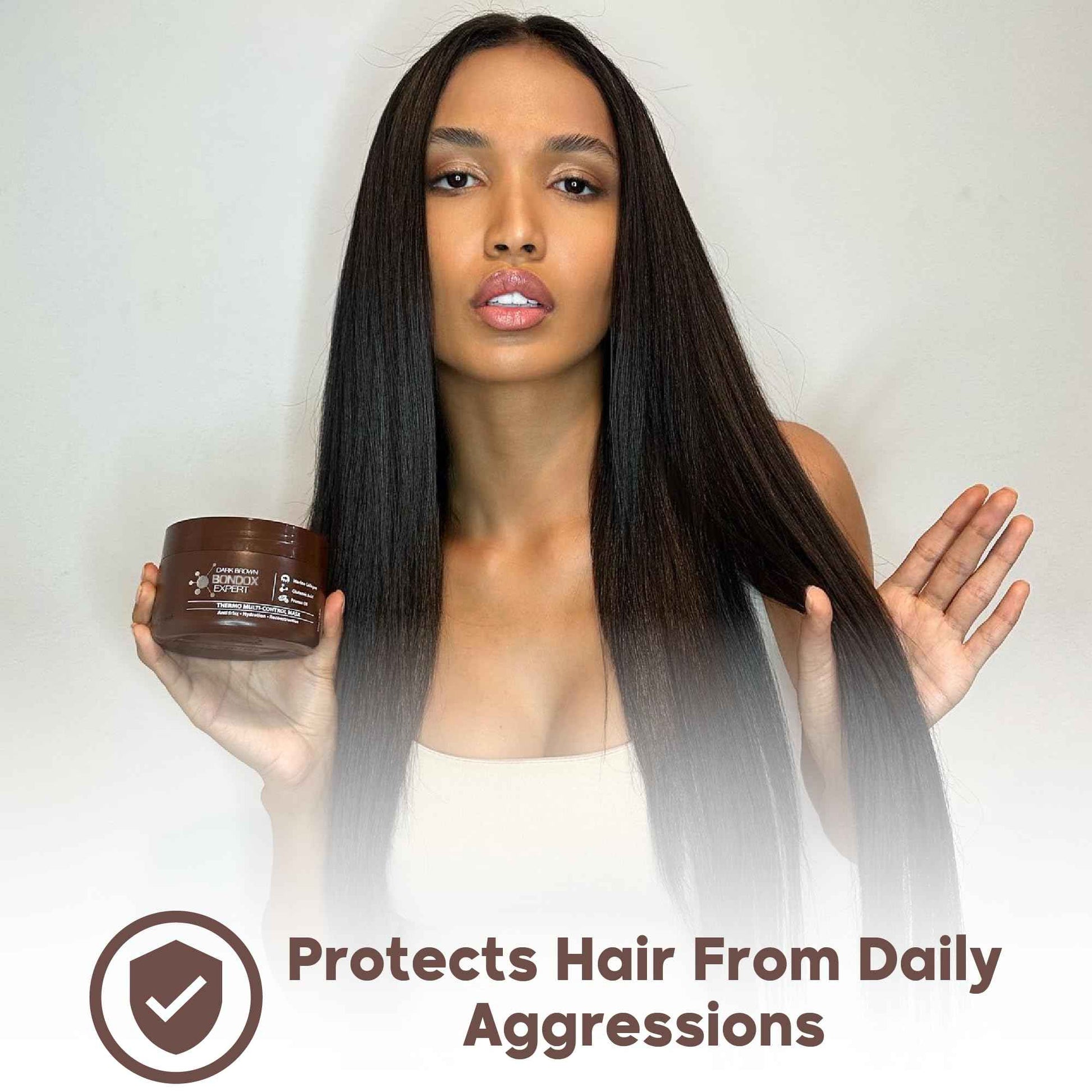 Hair Treatment Mask Damaged Dark Brown Color BONDOX 8.8oz | Color Depositing Mask with Almond Oil | Marine Seaweed Collagen | Formaldehyde-Free | Enhances Elasticity, Flexibility, Softness & Moisture