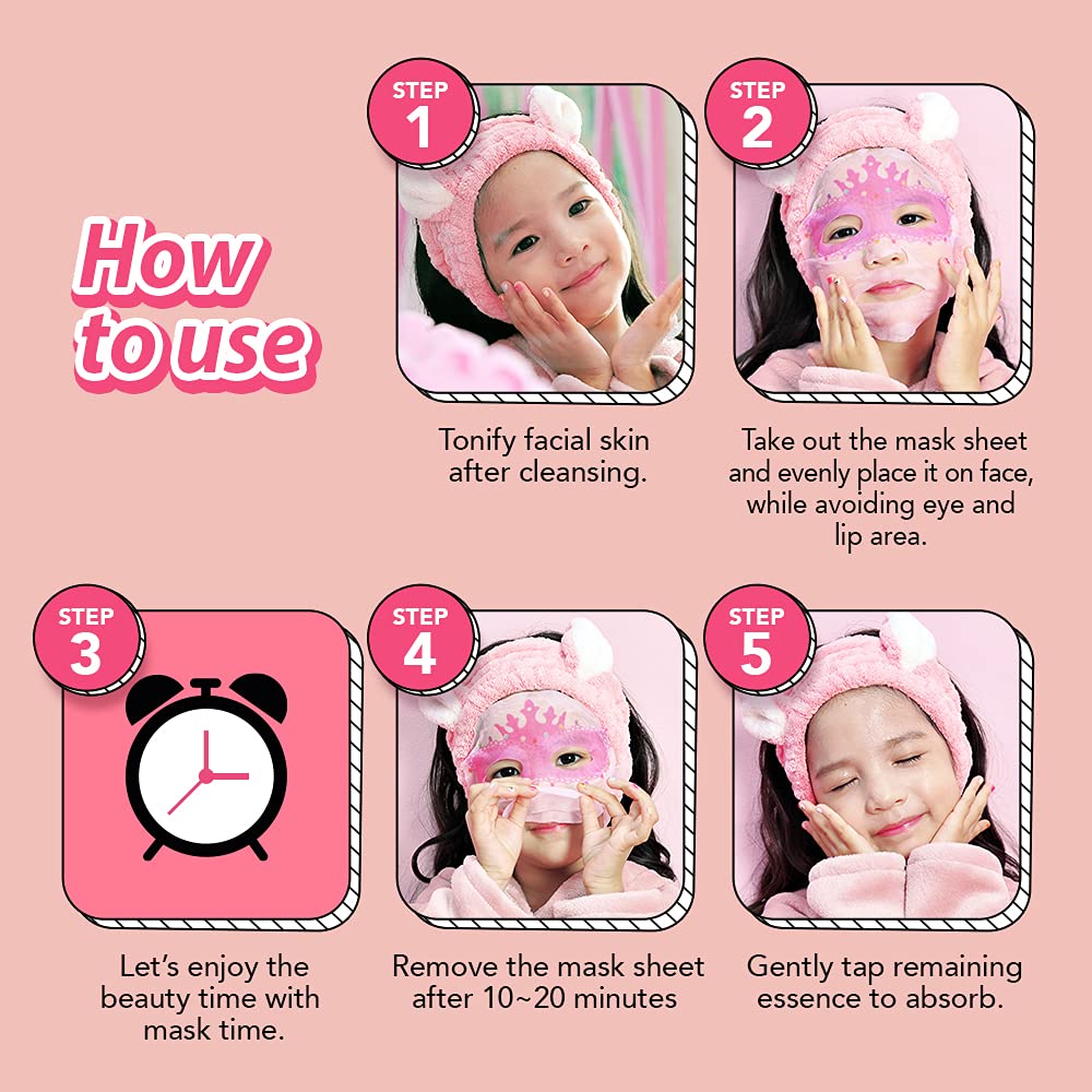 [ peach and ] Ballerina Face Mask Sheet for Kids, Children | Facial Mask made with 100% Cotton (10pcs)