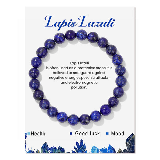 Lapis Lazuli Bracelet for Men Women 8mm Lapis Lazuli Crystal Bracelet Stretch Gemstone Bracelets Blue Beaded Bracelets Natural Stone Bracelet Lapis Lazuli Jewelry for Women Girls