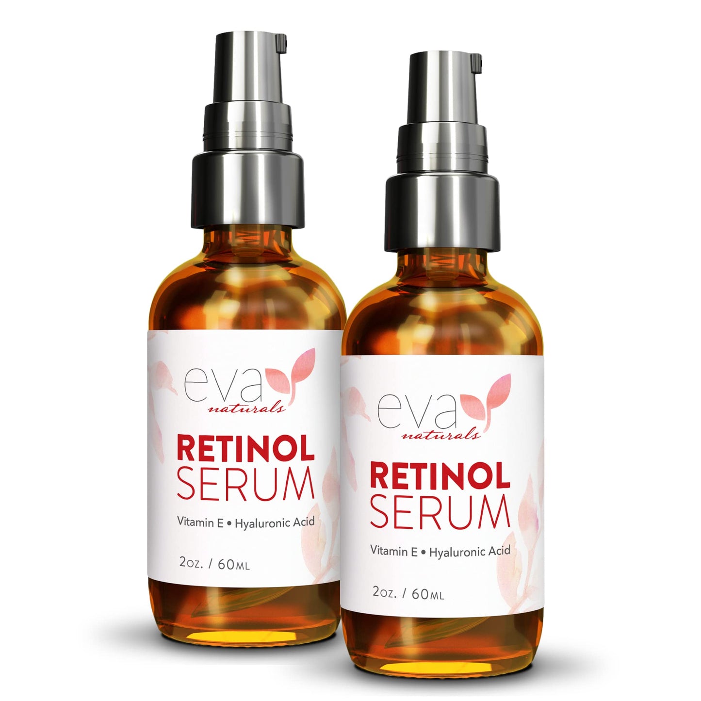 Retinol Serum by Eva Naturals - 2.5% Retinol Serum for Face with Hyaluronic Acid, Vitamin E & Organic Aloe - Retinol Face Serum that Reduce Wrinkles, Fine Lines & Dark Spots - Anti Aging Serum, 2 Pack