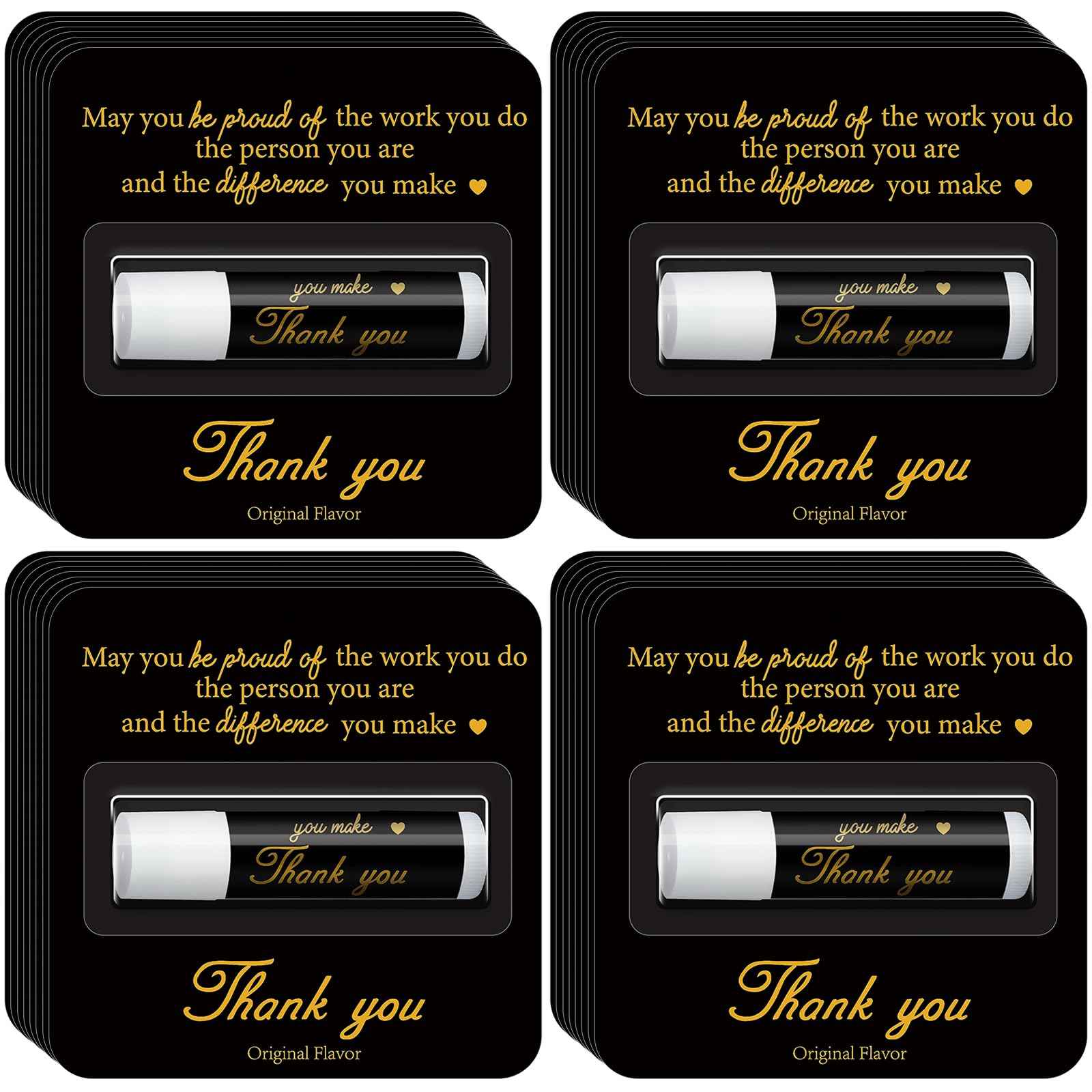 Sacubee 30 Pack Christmas Employee Appreciation Gift Lip Balms Bulk Staff Teacher Team Volunteer Thank You Gift Thanksgiving Christmas Appreciation Party Favor for Women Men(Cool,Black Gold)