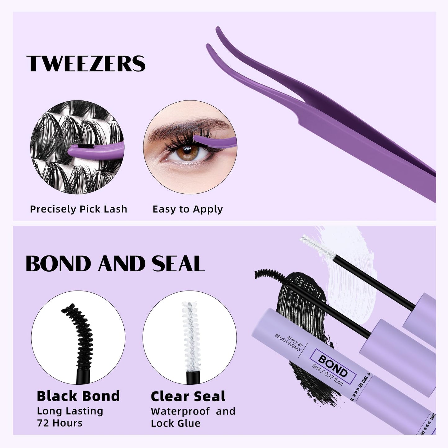 Lash Extension Kit for Beginners 280pcs Eyelash Extension Kit 40D 9-16 Mixed Lash Clusters Kit C Curl Lash Kit with Lash Bond and Seal Individual Lashes Kit DIY (KIT,40D-C-9-16MIX)