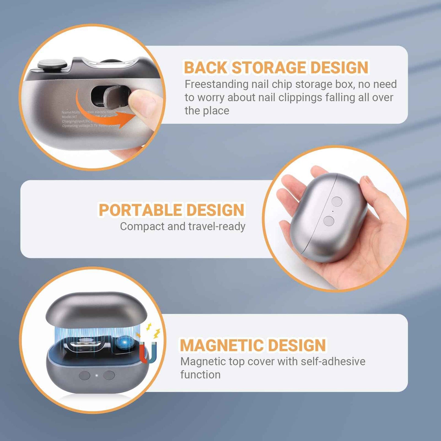 Smart Nail Clipper 3 in 1 Electric Nail Clippers with LED Light Storage and Polishing, for Seniors, Kids