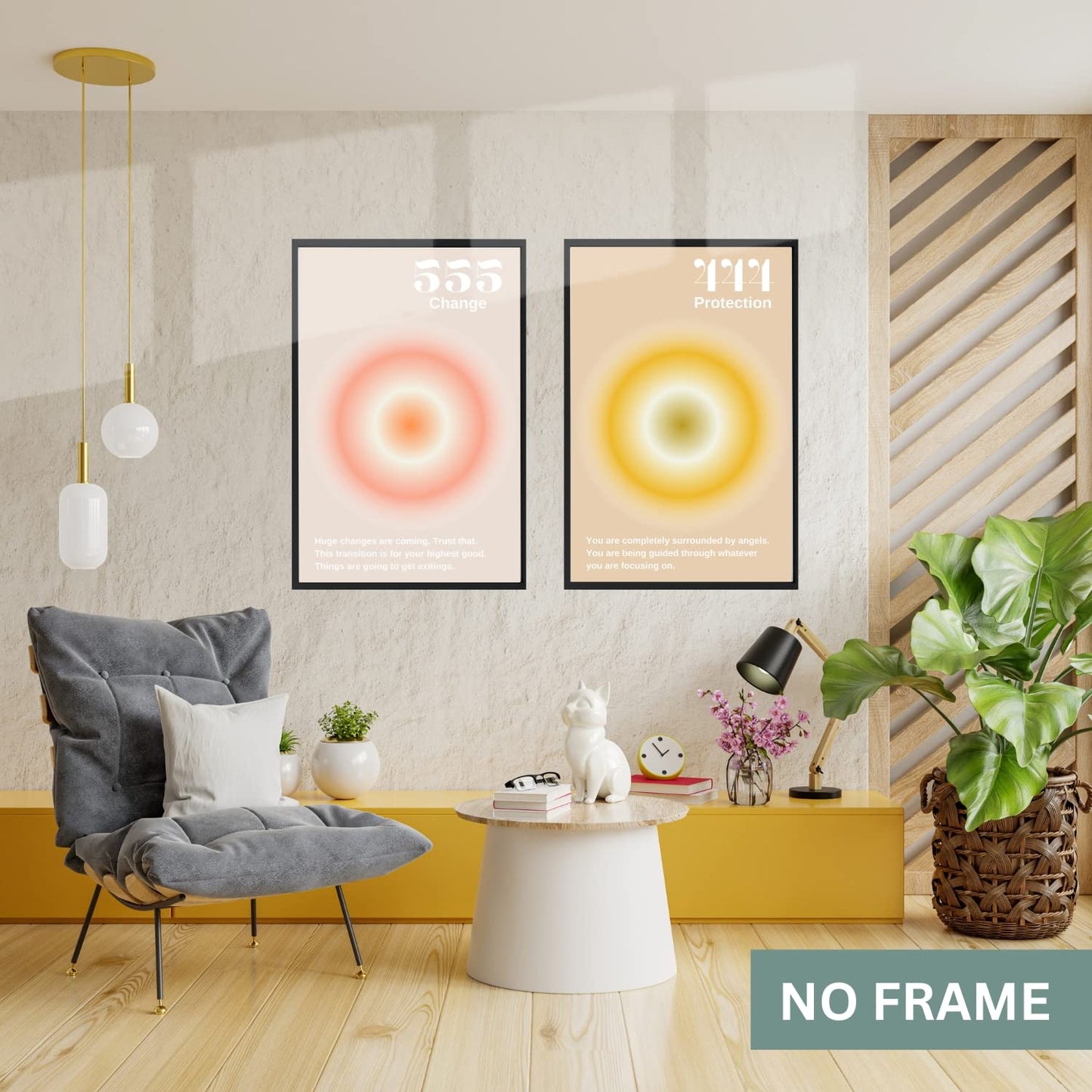 Gradient Aura Angel Numbers Poster Sets for Room Aesthetic Inspirational Quotes Wall Art Paintings Abstract Minimalist Room Wall Decor - 11x17in LAMINATED - No Frame (Angel Numbers 444, 555, 666)