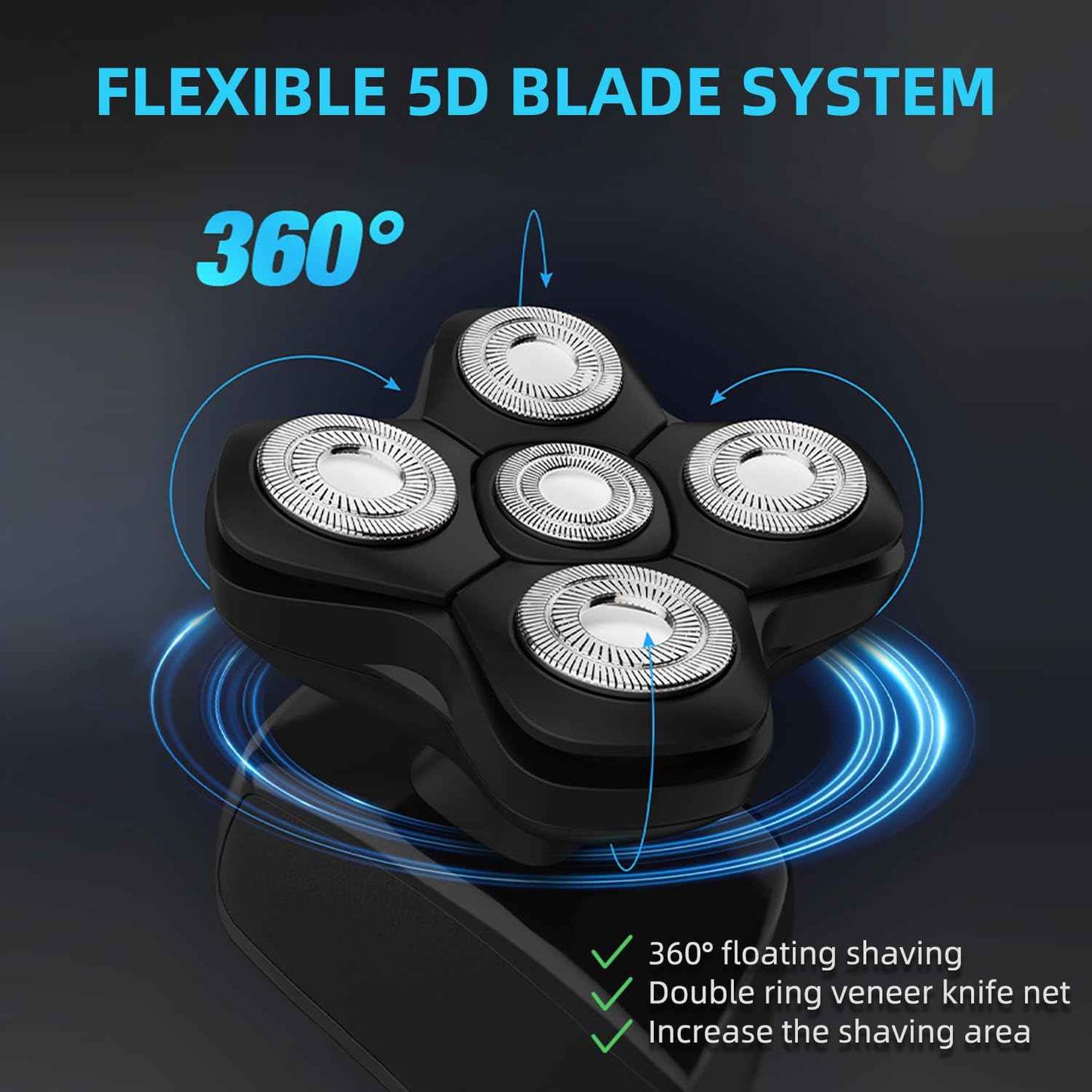 Freedom Grooming Bald Head Shaver Replacement Blades - Premium 5 Blade Shaver Heads for Bald Men, 3 Cleaning Brush, 3 Pack