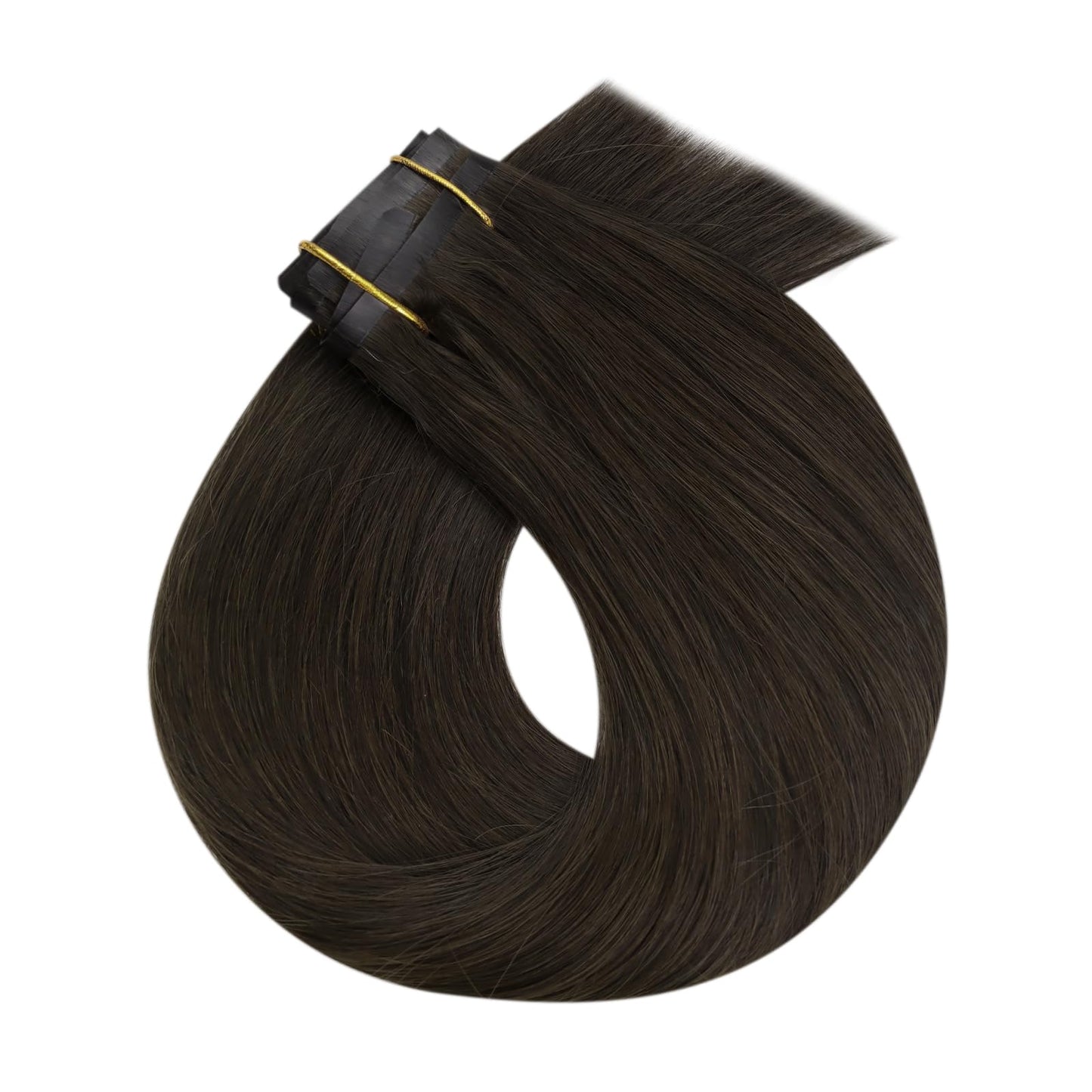 Full Shine Seamless Clip in Hair Extensions Human Hair Brown Remy Hair Extensions Clip in Human Hair Triple Weft Darkest Brown Hair Straight Natural Hair Extensions for Women 8 Pcs 95 g 12 Inch