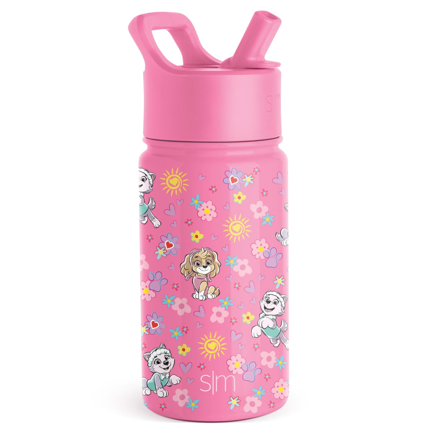 Simple Modern Paw Patrol Kids Water Bottle with Straw Lid | Reusable Insulated Stainless Steel Cup for Girls, School | Summit Collection | 14oz, Sunny Florals