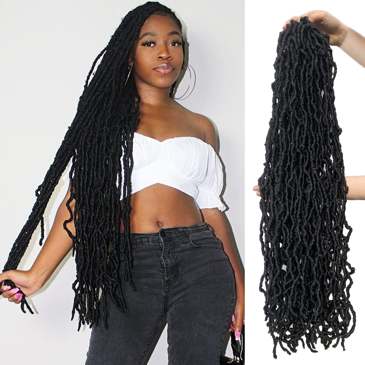 Soft Locs 30 Inch 7 Packs Faux Locs Crochet Hair Whole Strand No Extended Pre-looped Long Locs Synthetic Crochet Braids Hair Extensions For Black Women (30inch, 7packs, 1b)