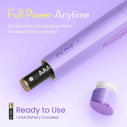 OLOV slim Facial Hair Removal for Women, Painless Eyebrow Trimmer with Pivoting Head, Electric Battery Operated Body Hair Remover with 2 Replaceable Blade for Face Neck Chin Bikini, Purple