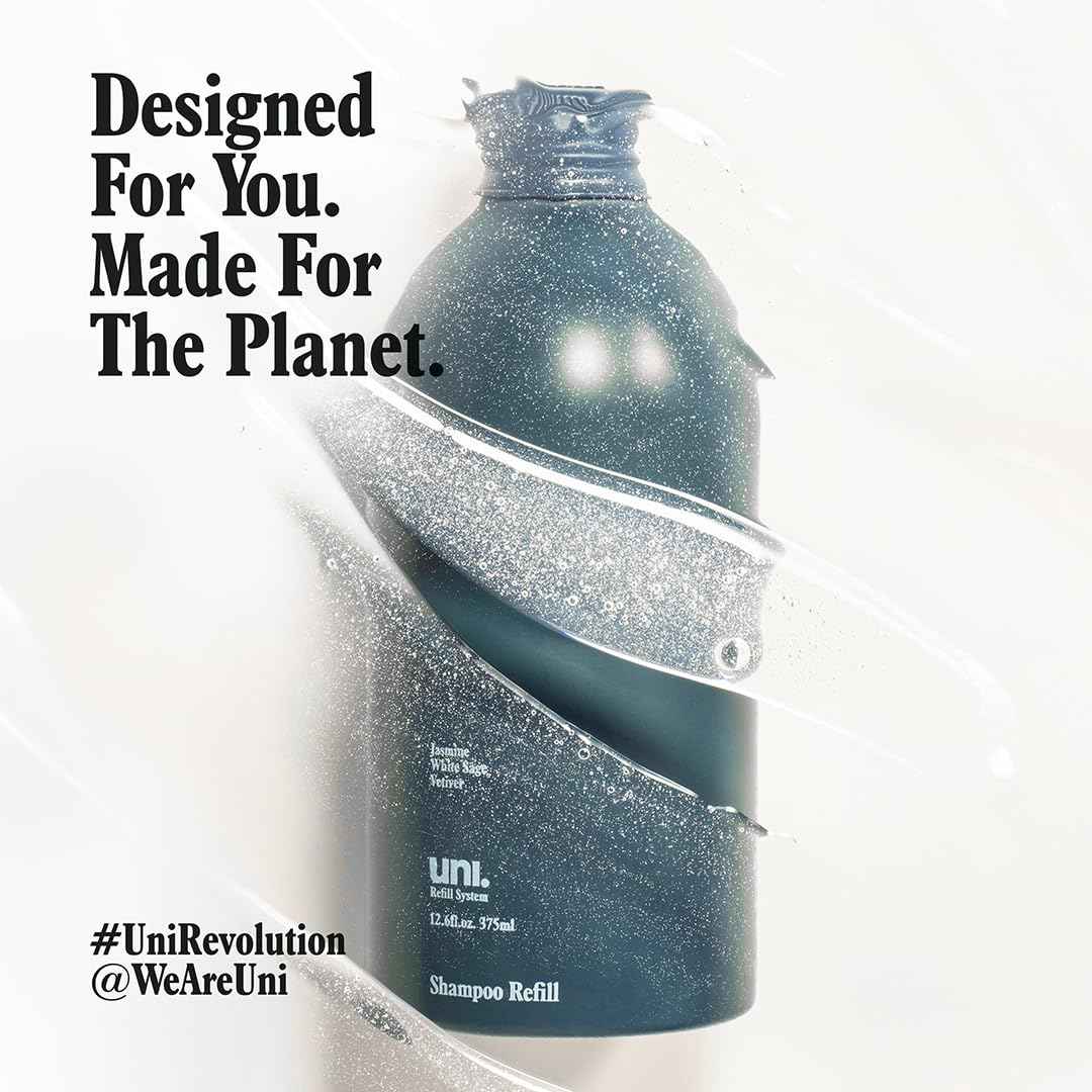 Uni Hair Shampoo Refill - Hydrating Shampoo with Frizz Control to Help Improve Shine, Smoothness & Volume for Thin, Dry Hair - Color-Safe, Sulfate-Free Formula Packed with Amino Acids (375 ml)