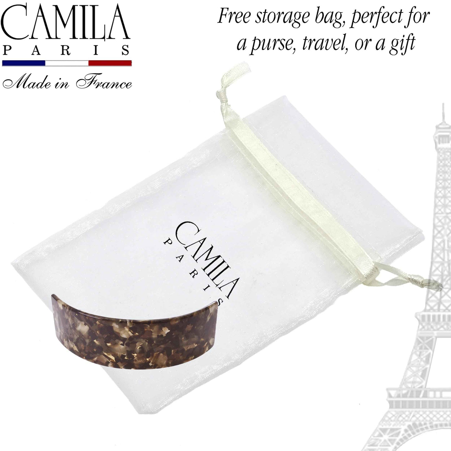 Camila Paris CP3571 French Hair Barrette Clip for Girls for Thick Curly Wavy Long Hair, Strong Hold Grip Hair Clips for Women, Automatic, No Slip Styling Girls Hair Accessories, Handmade in France