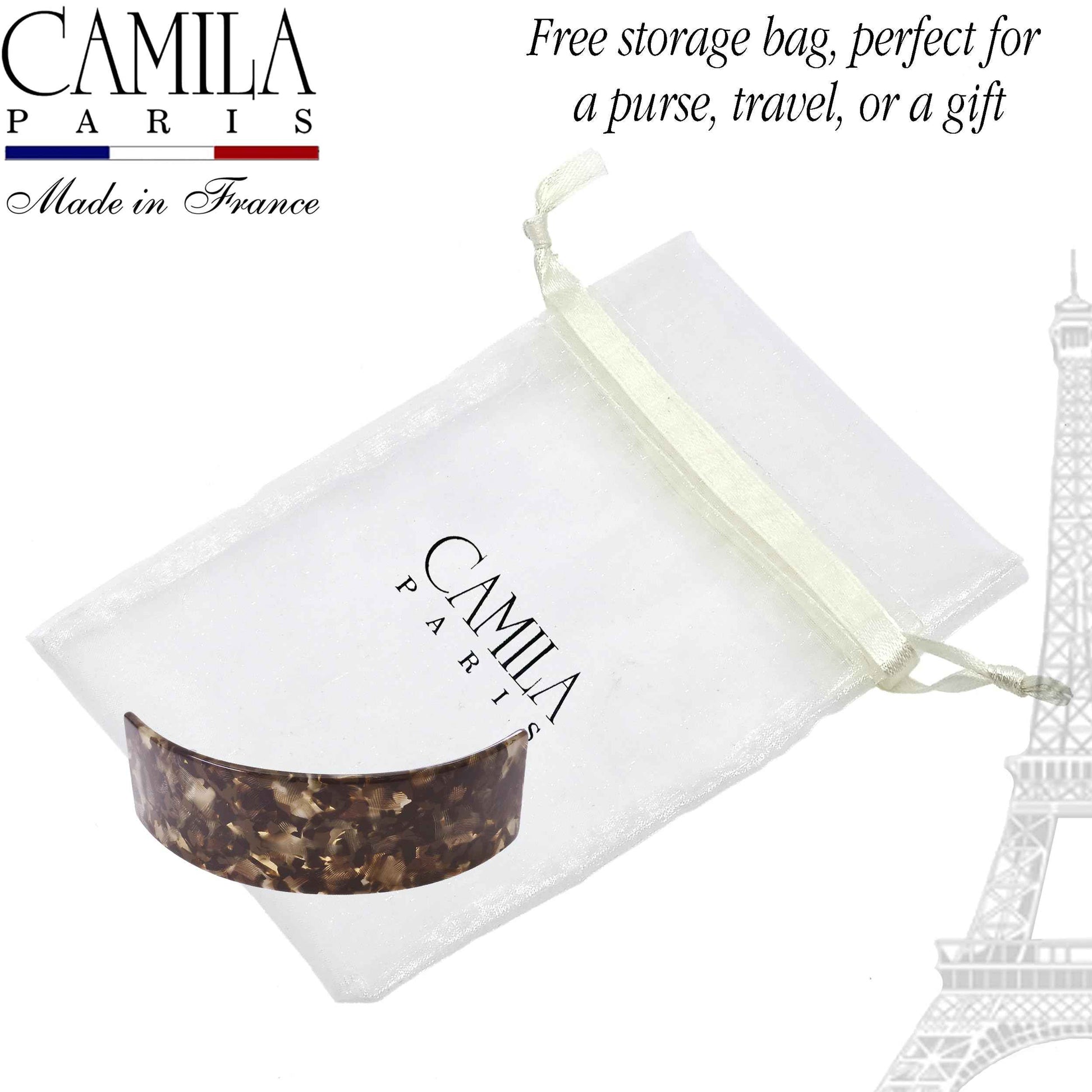 Camila Paris CP3571 French Hair Barrette Clip for Girls for Thick Curly Wavy Long Hair, Strong Hold Grip Hair Clips for Women, Automatic, No Slip Styling Girls Hair Accessories, Handmade in France