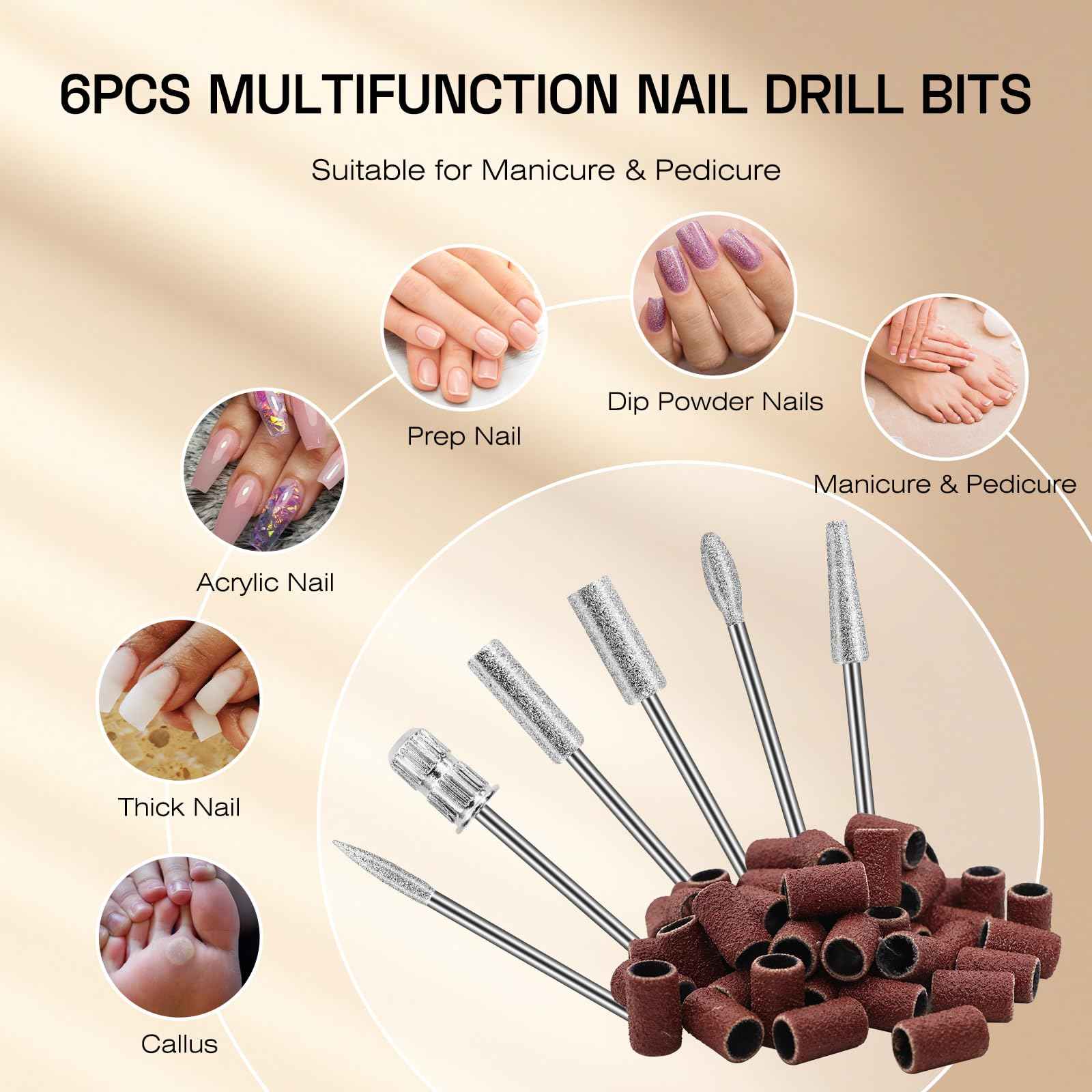 Electric Nail Drill File Machine: Professional 45000RPM Cordless Nail Tool with Stepless Speed Knob for Acrylic Gel Dip Powder Nails, Portable Manicure Pedicure Kit for Home Salon Use