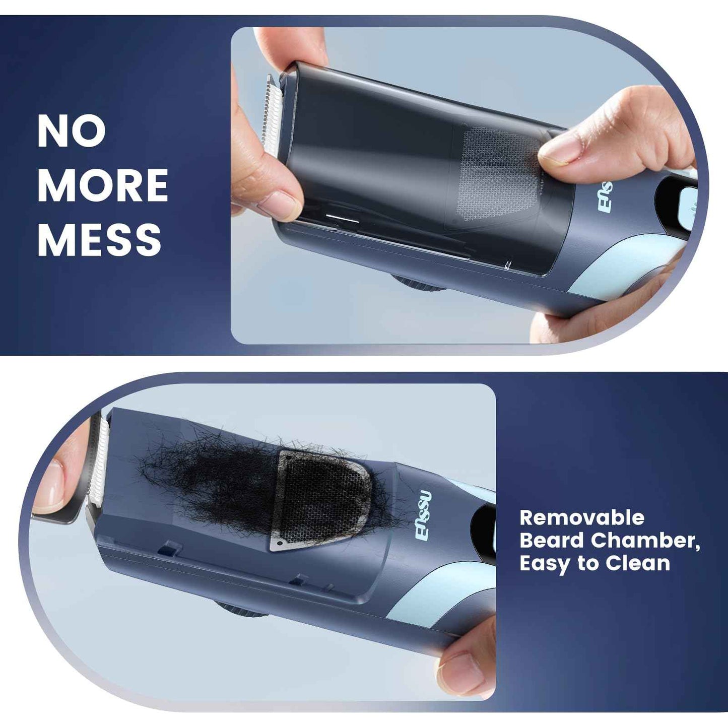 ENSSU Beard Trimmer for Men - Vacuum Mustache Trimmer with Adjustable 20 Length Setting for Less Mess,IPX7 Waterproof Rechargeable Electric Mens Beard Trimmer for Precision Facial Hair, Sideburns