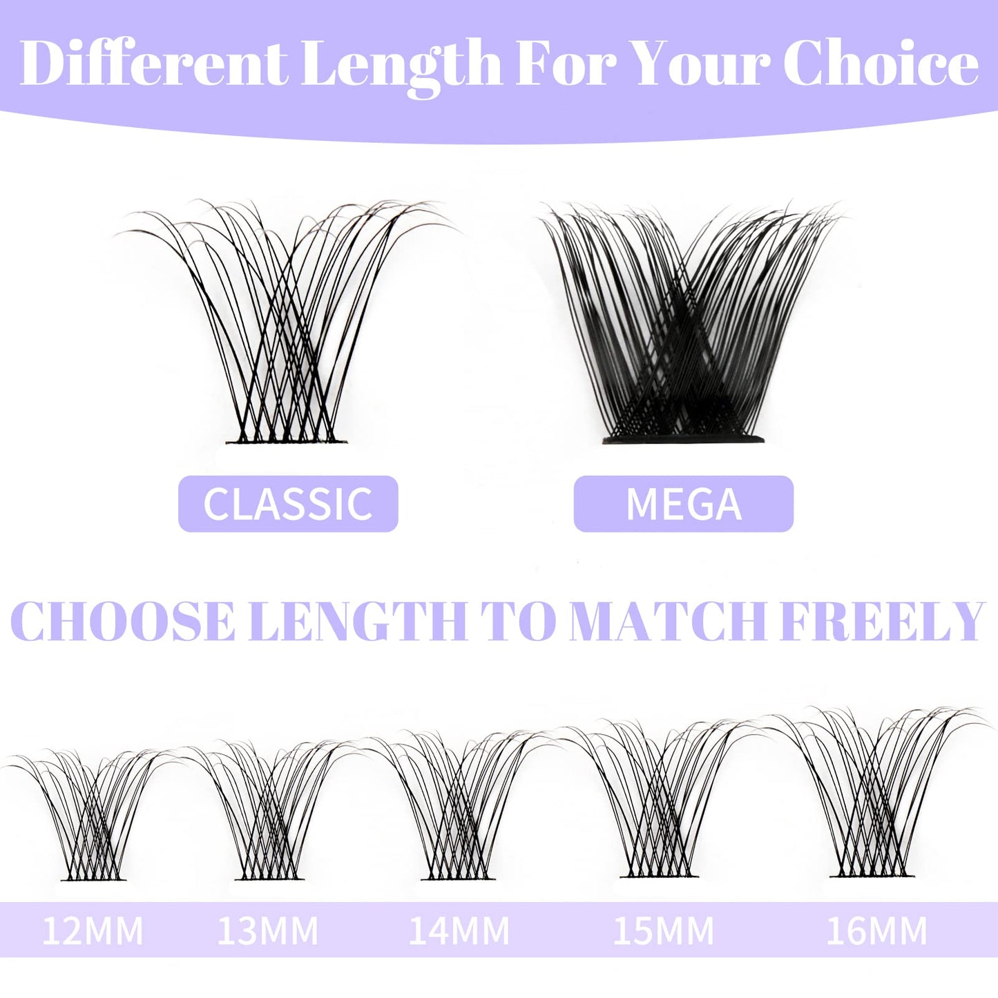 Lash Clusters Individual Lashes C/D Curl Cluster Lash Extensions Wide-stem Lash Clusters 12-16mm Thin Band Cluster Lashes Soft and Wispy Clusters Eyelashes Comfortable Matte Black Lash Clusters