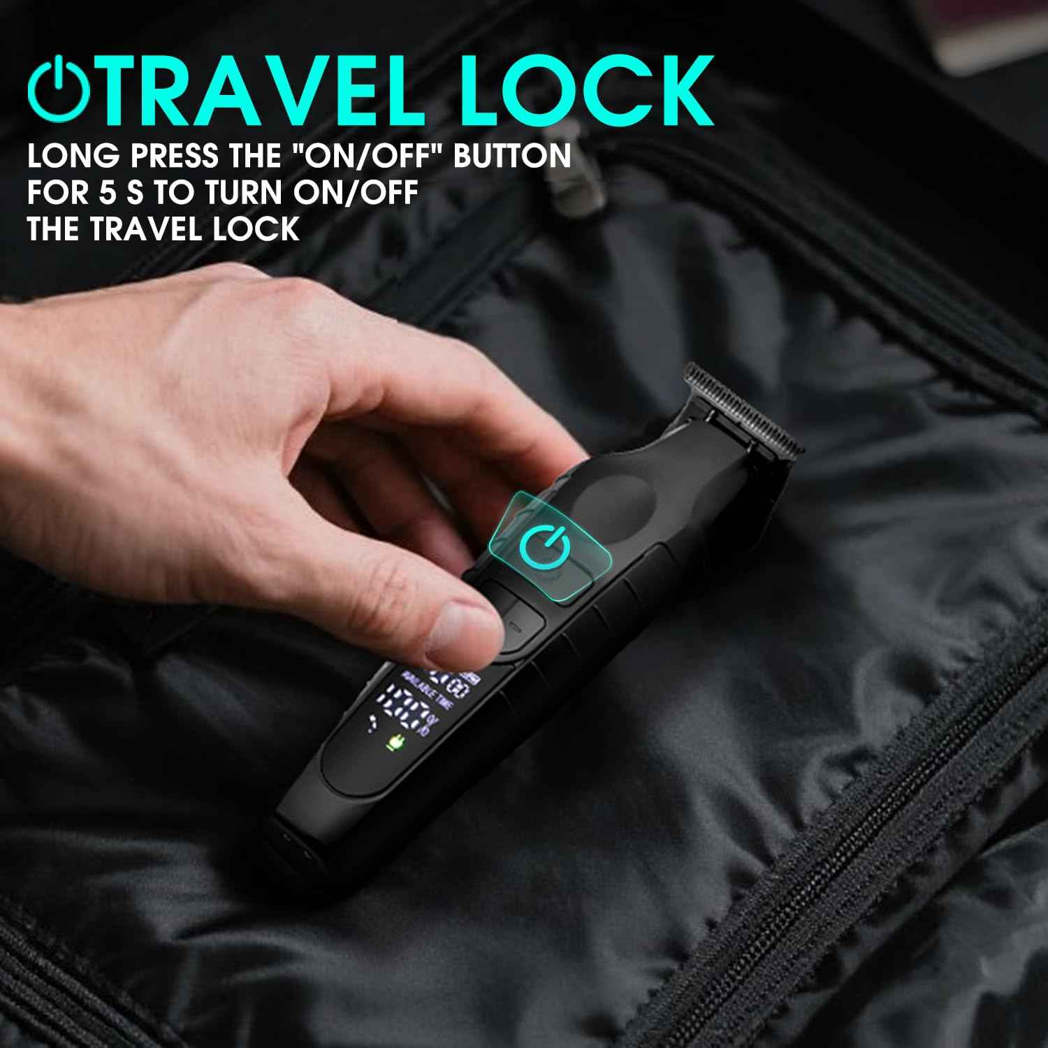 DSP Hair Trimmer for Men, Beard Trimmer, Cordless USB Rechargeable Barber Trimmer DLC, Speeds Adjustable, Travel Lock, Low Noise with Charging Base