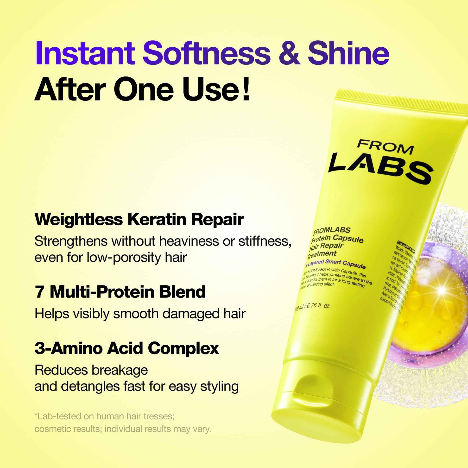 FROMLABS Hair Repair Trio – FROMLABS Protein Capsule Hair Repair Treatment (6.76 fl oz) + Intensive Keratin Booster Powder (8 Pack) + Protein Capsule Leave‑In Treatment Spray (5.07 fl oz)