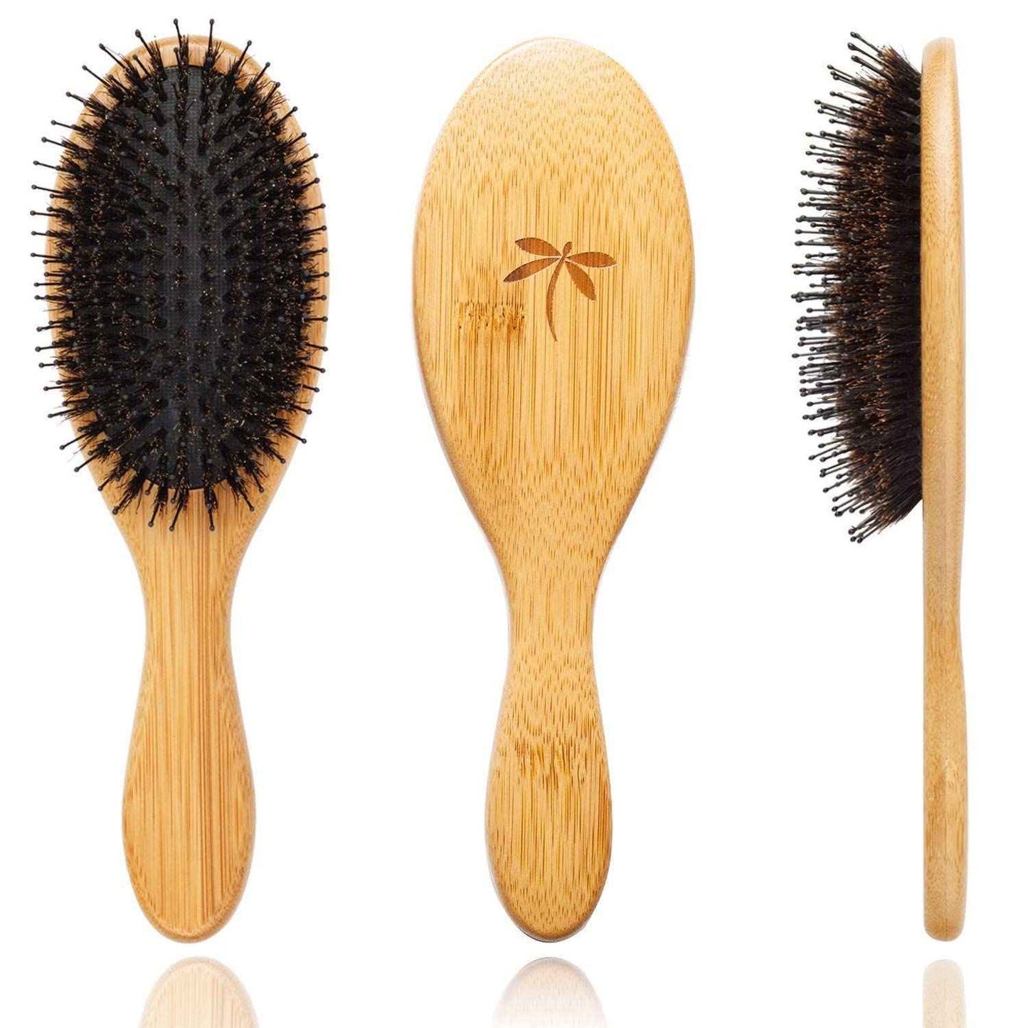 Belula Skin & Hair Care 100% Natural. Dry Brushing Body Brush Set and Detangling Boar Bristle Hair Brush. Restore Shine and Health to Your Skin and Hair.