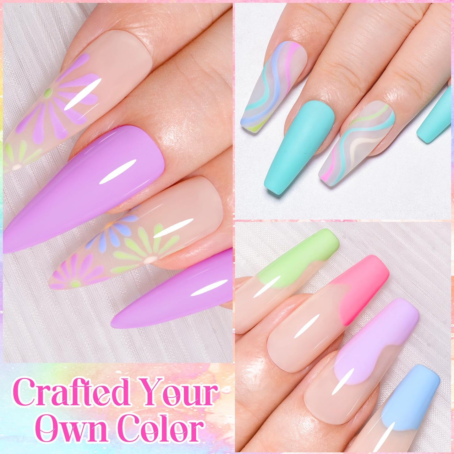 MEET ACROSS Pastel Gel Nail Polish Set Spring Summer Gel Polish Macaron Candy Sweet Color Soft Pink Yellow Blue Gel Polish Kit Salon DIY Home Nail Art Gifts Box for Girls Women