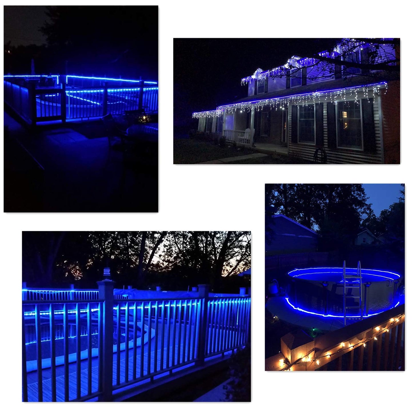 Tuanchuanrp 50Ft LED Rope Lights,Cuttable & Connectable LED Strip Lights Outdoor Waterproof Decorative Lighting for Indoor/Outdoor,Eaves,Backyards Garden,Party(Blue)